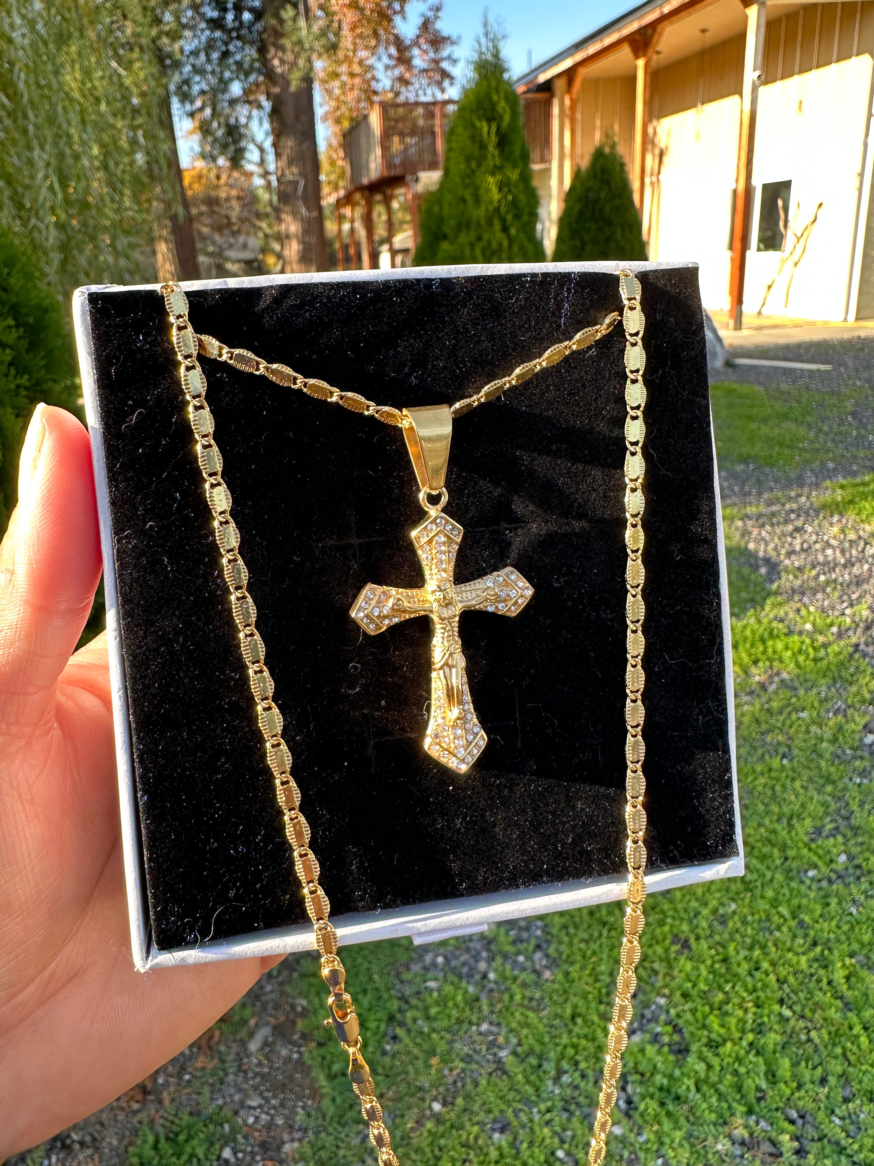 Golden Savior Crucifix Necklace
