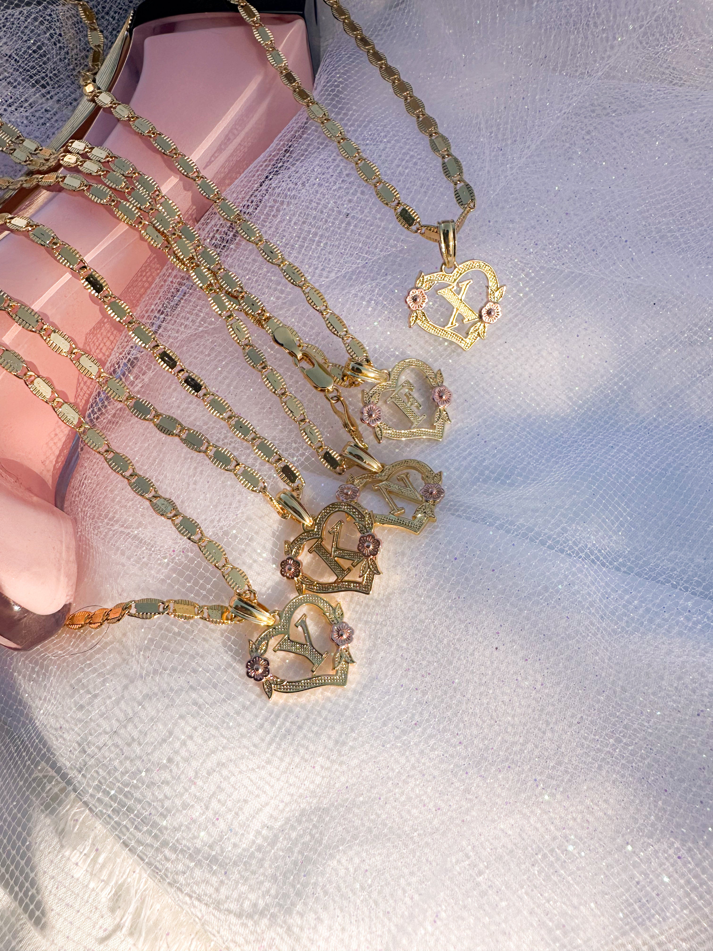 Blossom Initial Heart Necklace