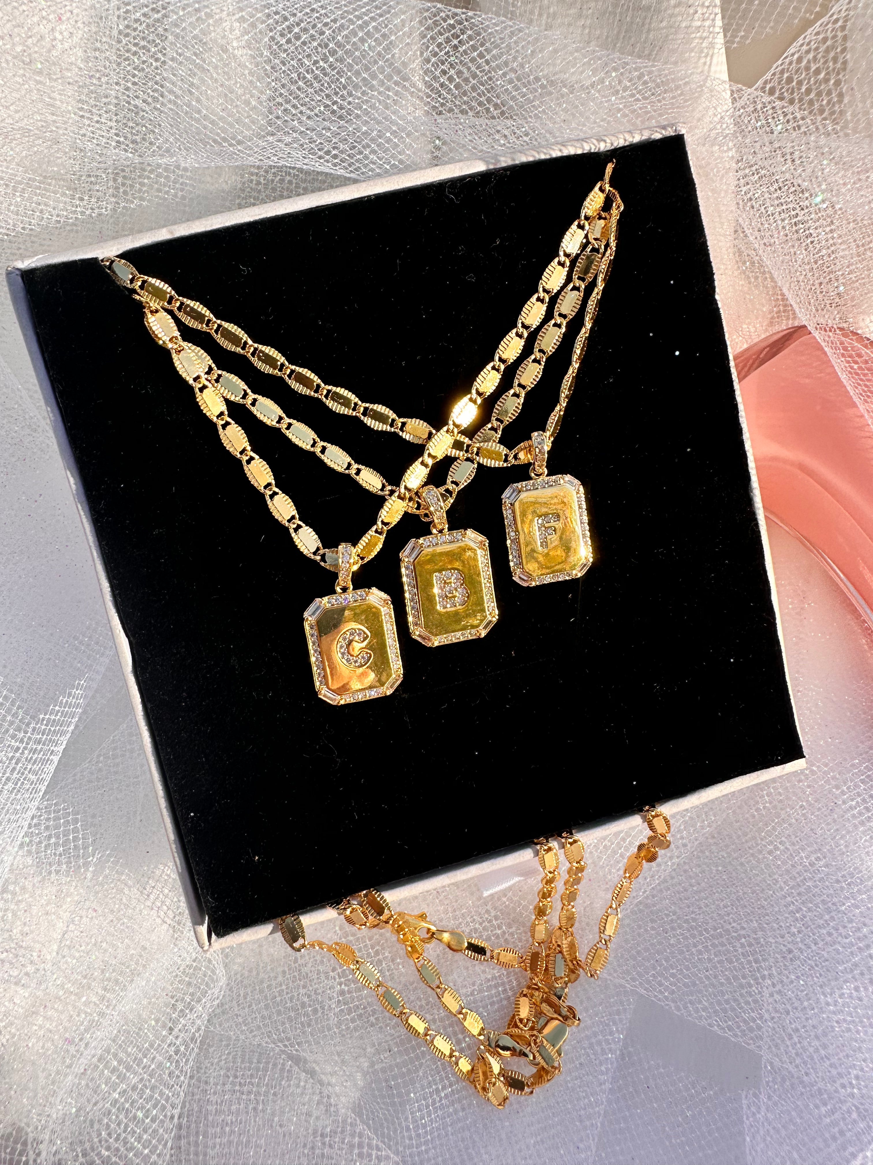 Sparkle Square Initial Necklace