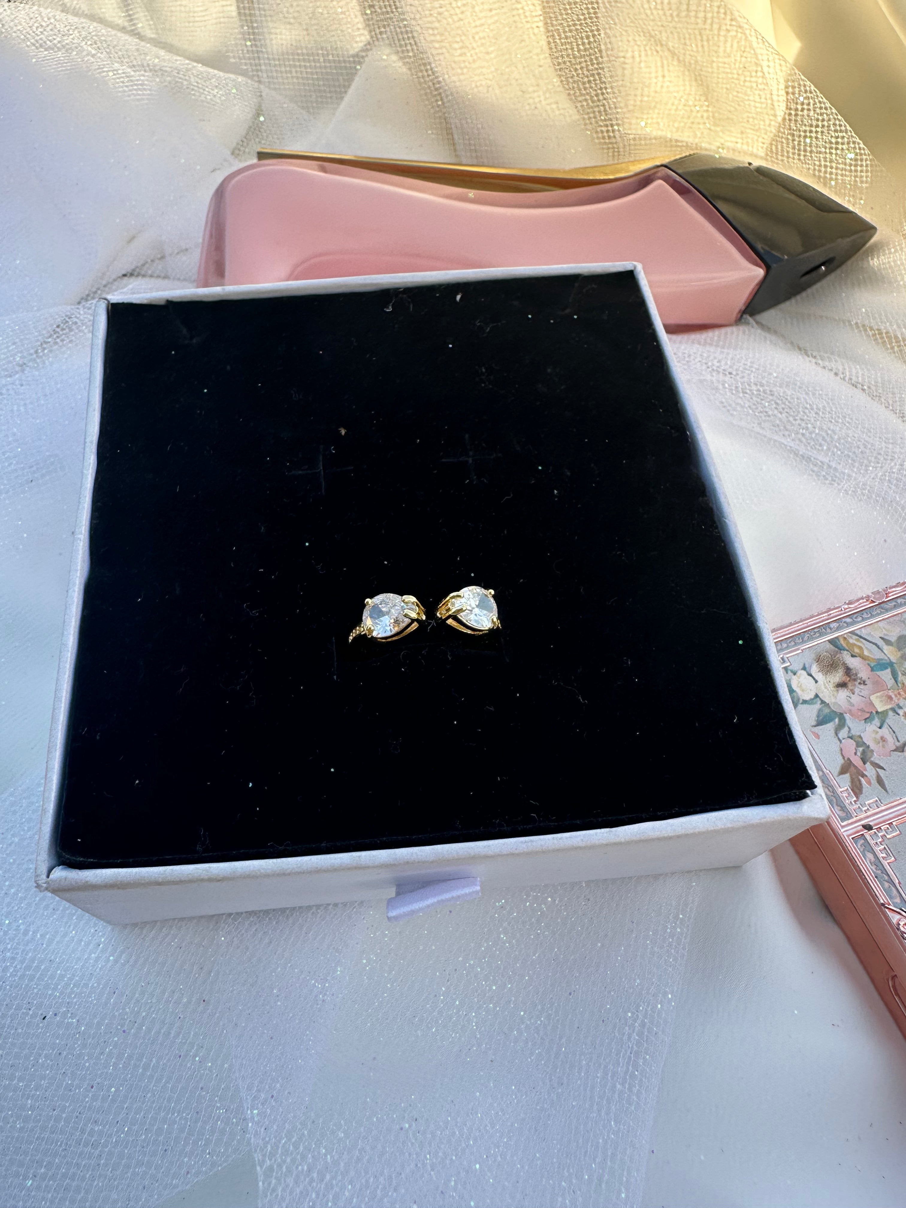 Double Diamond Teardrop Ring