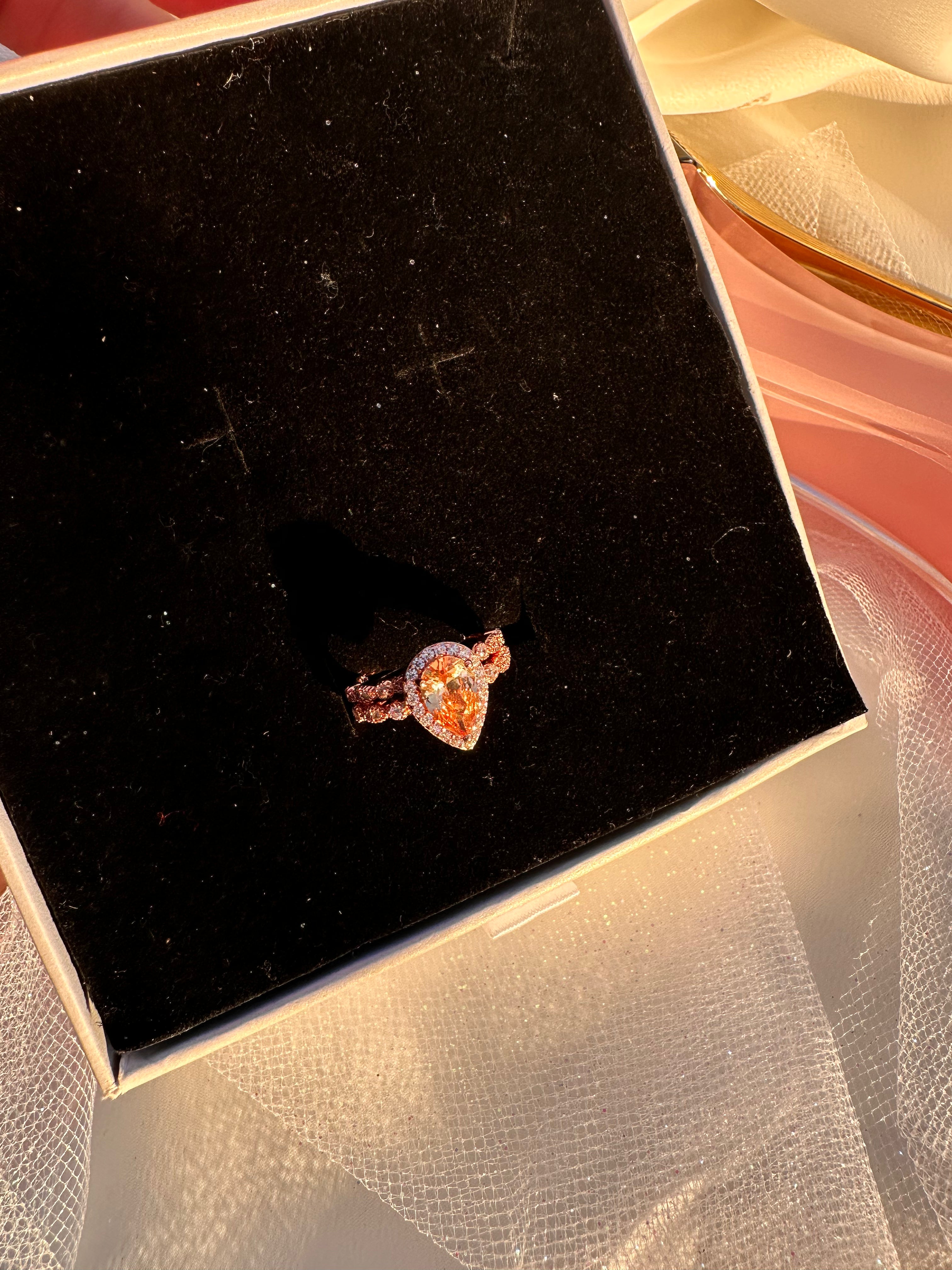 Champagne Tear Drop Ring