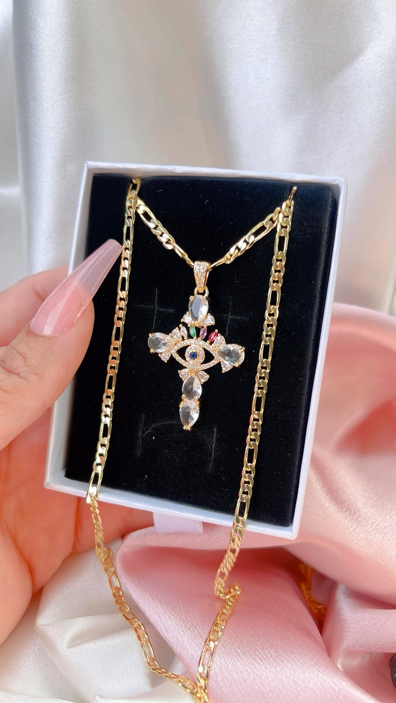 Evil eye 2025 cross necklace