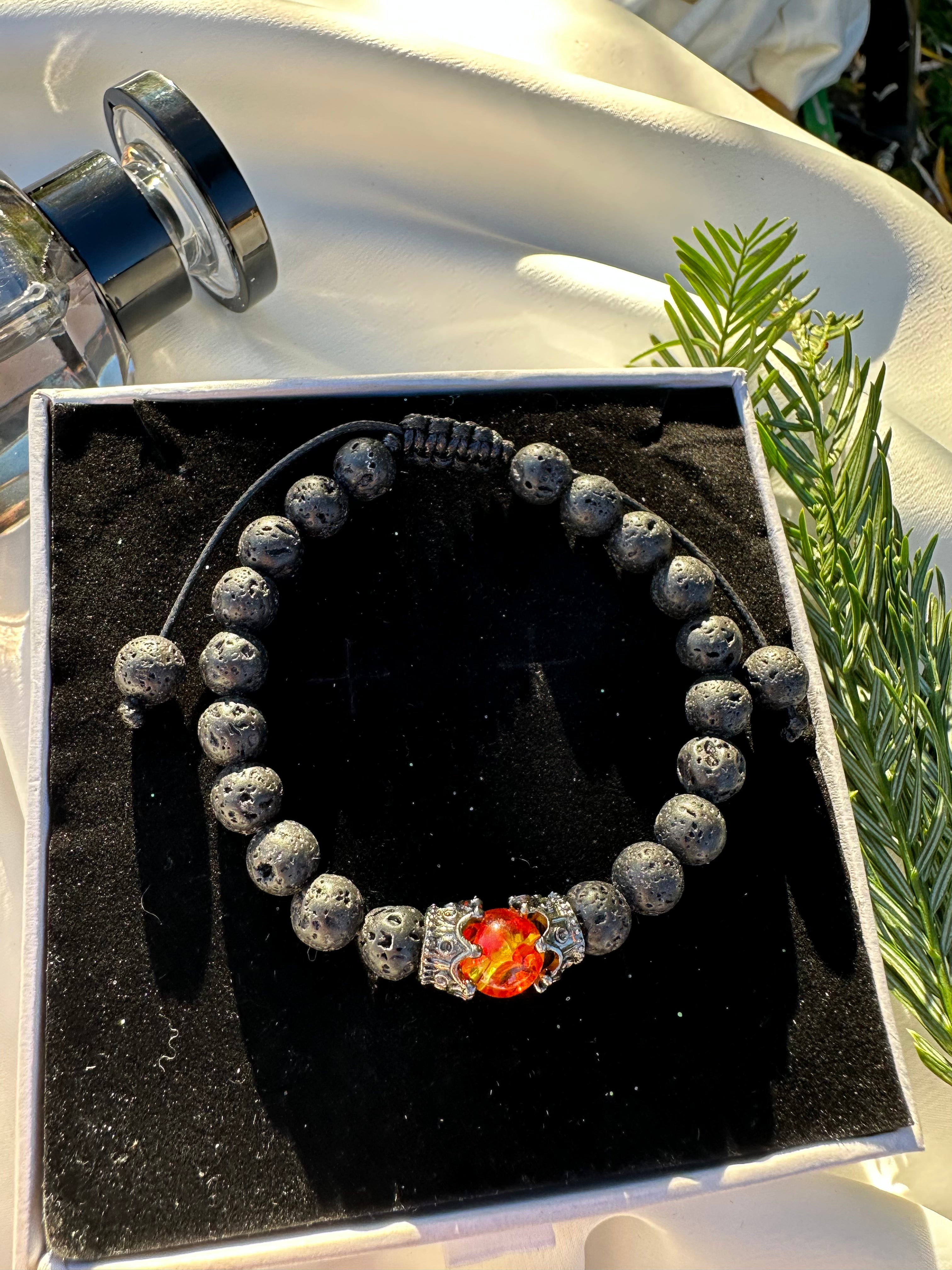 Pulsera Solo de piedra de lava para hombre