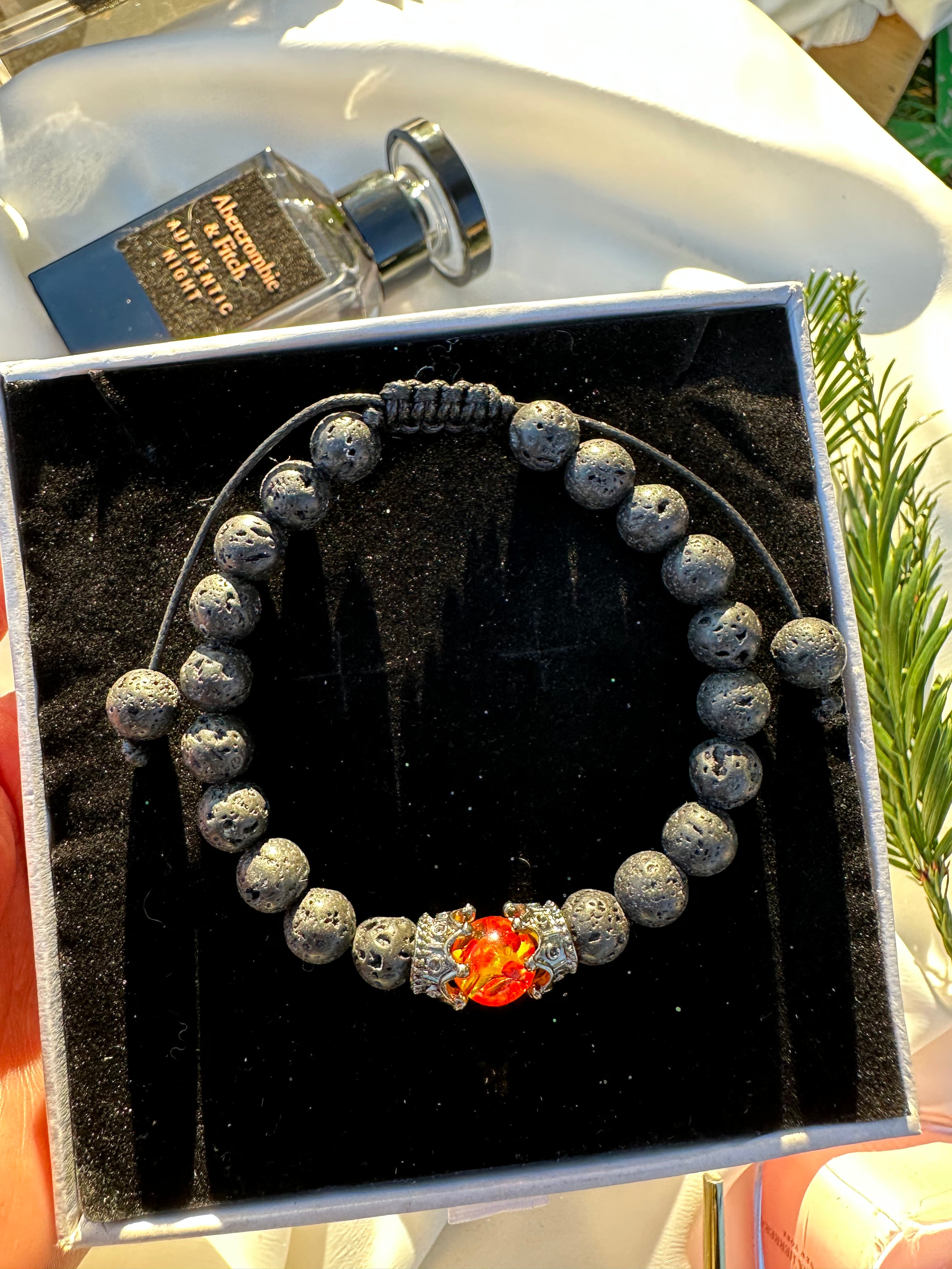 Pulsera Solo de piedra de lava para hombre