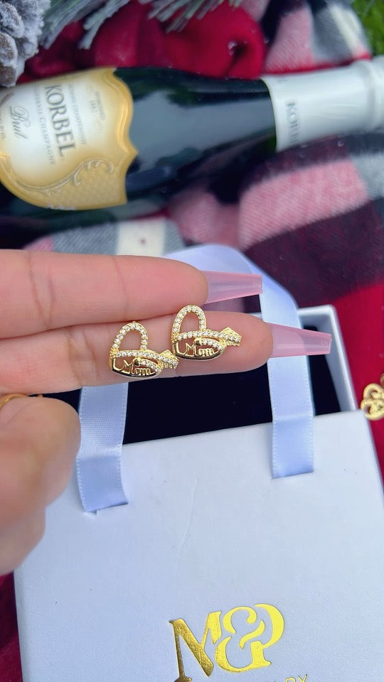 Mom Heart Earrings