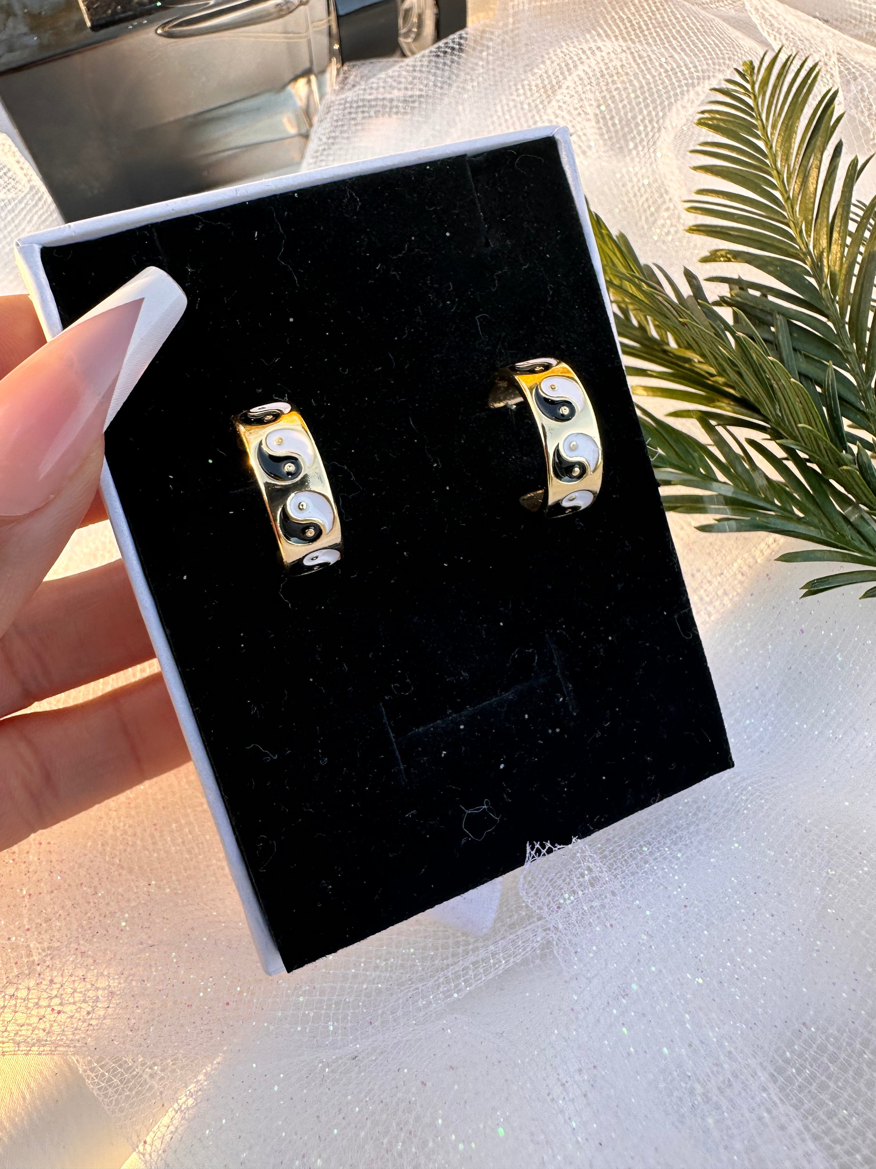 Black Harmony Hoop Earrings