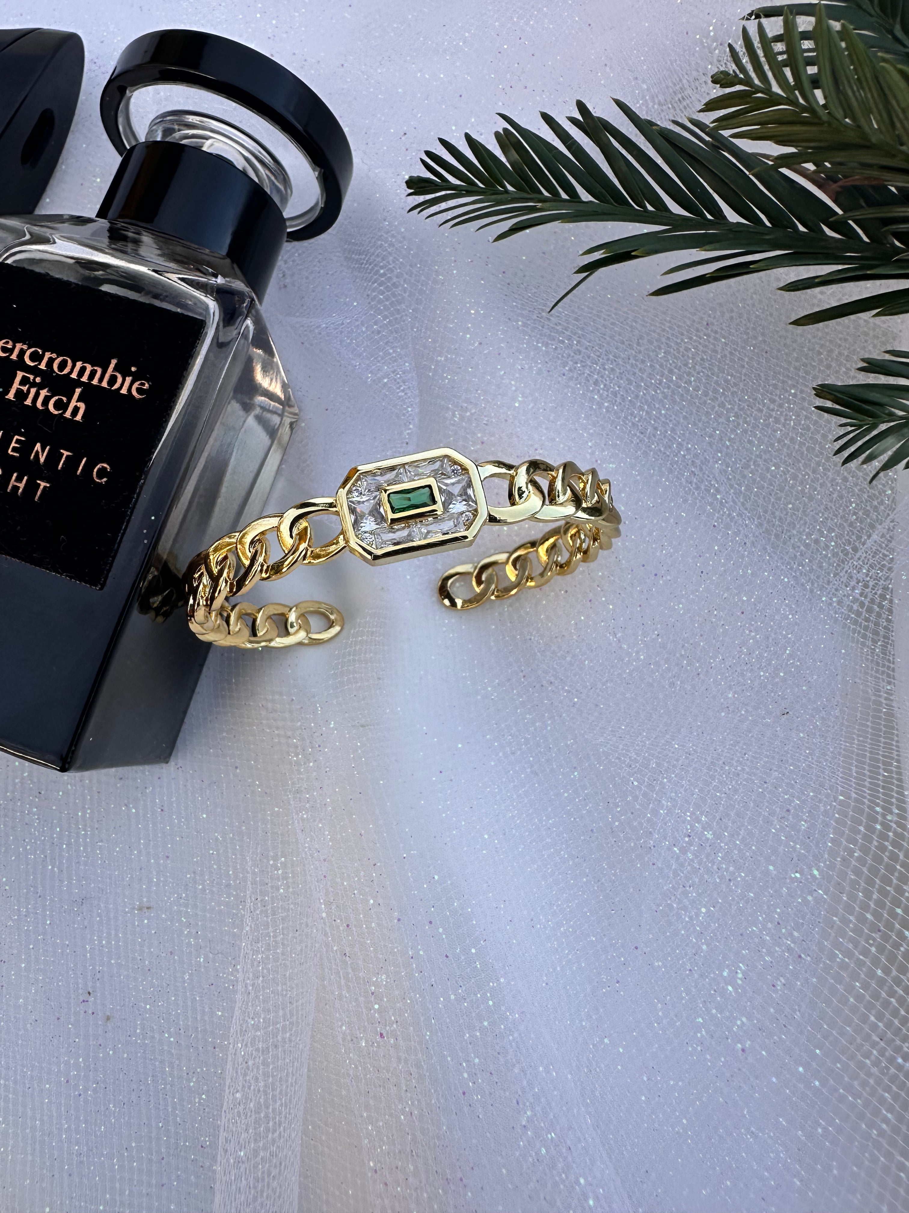 Gold Filled: Emerald Cuban Bracelet