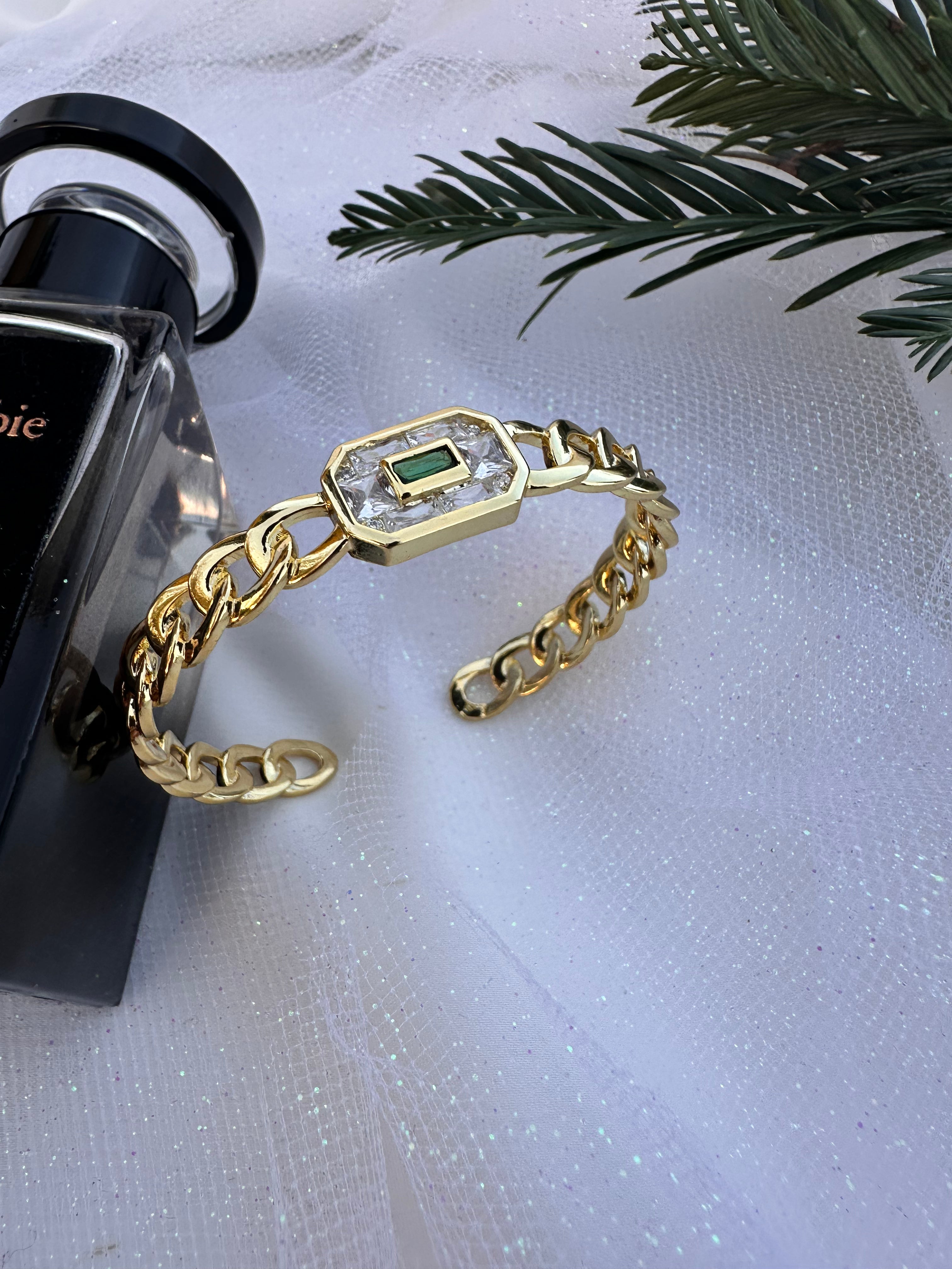 Gold Filled: Emerald Cuban Bracelet