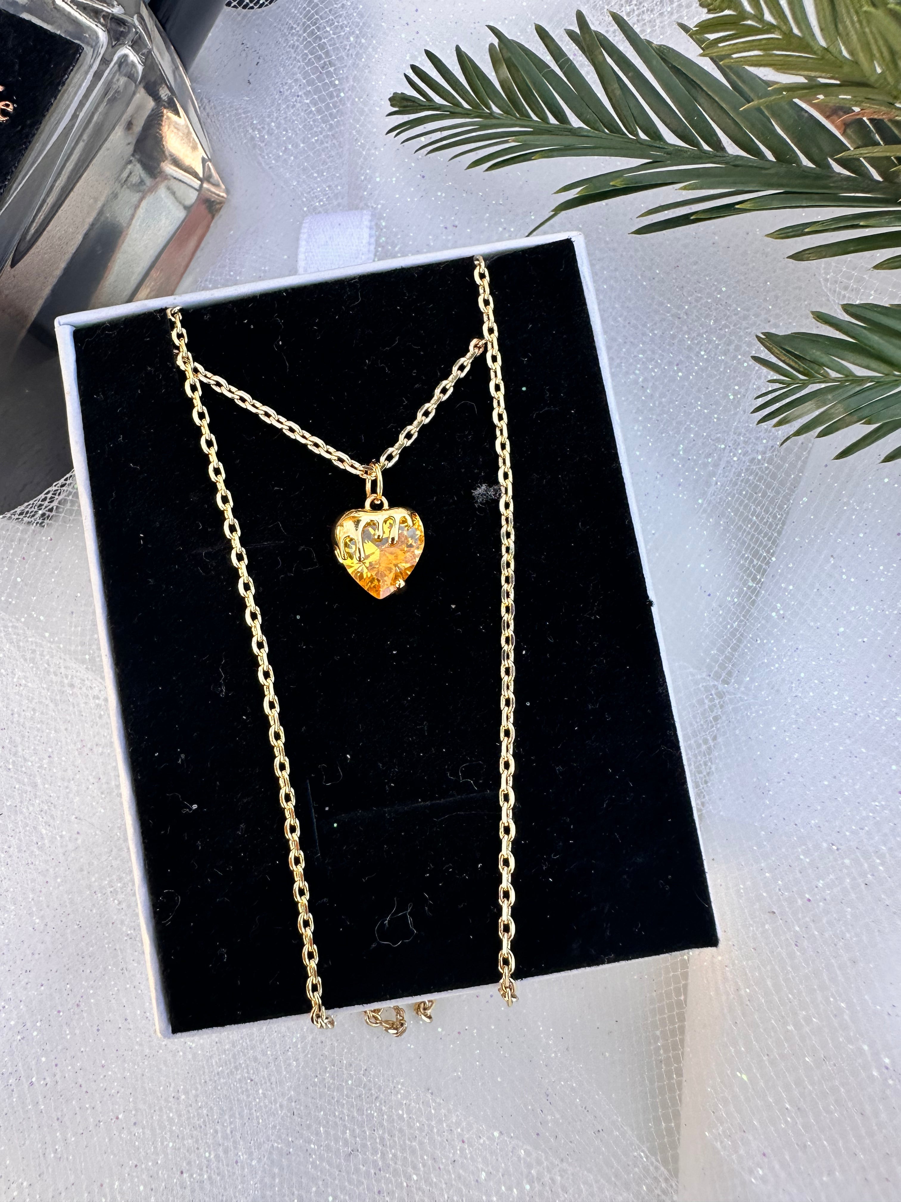 Peach Heart Necklace