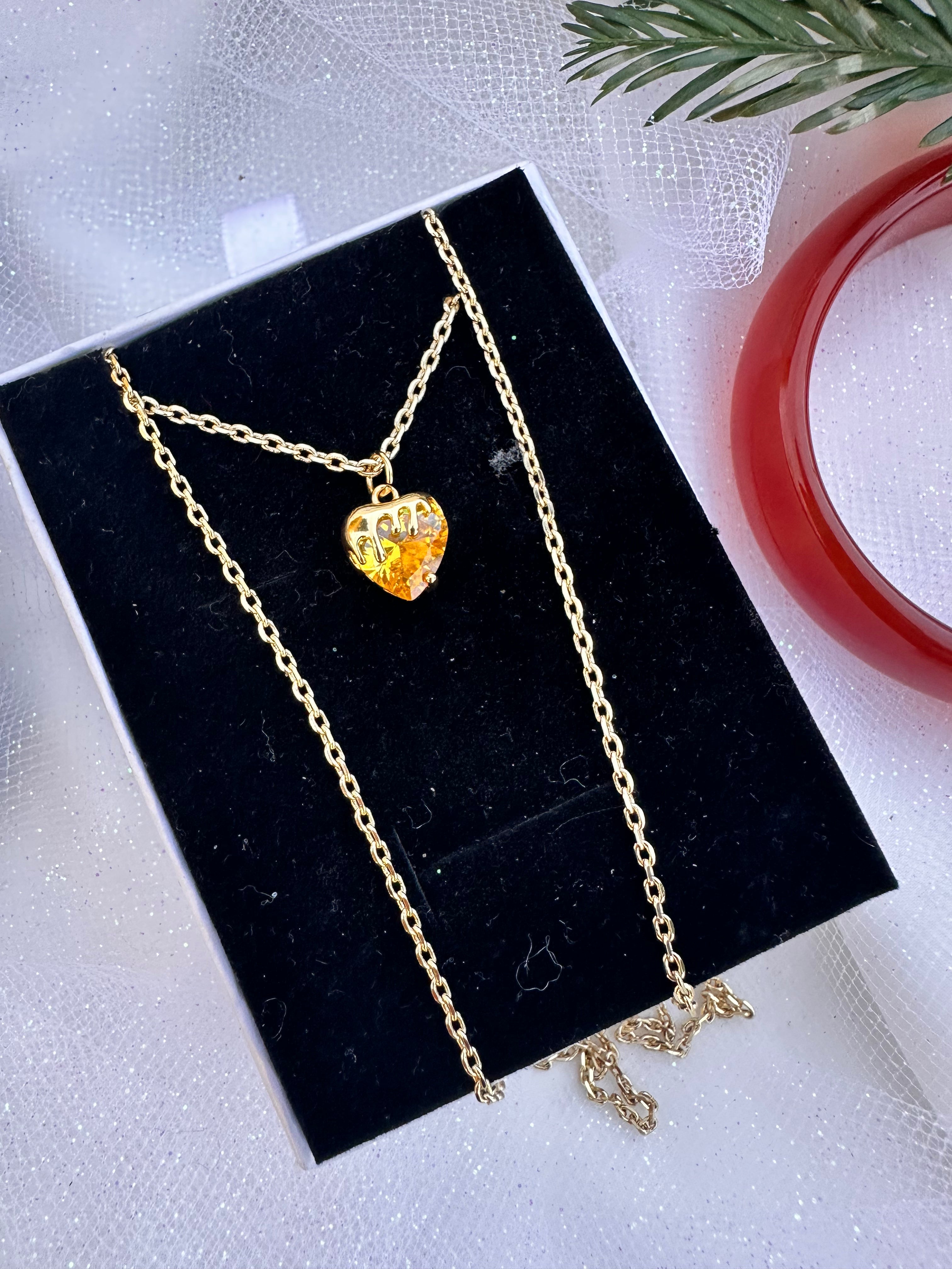 Peach Heart Necklace