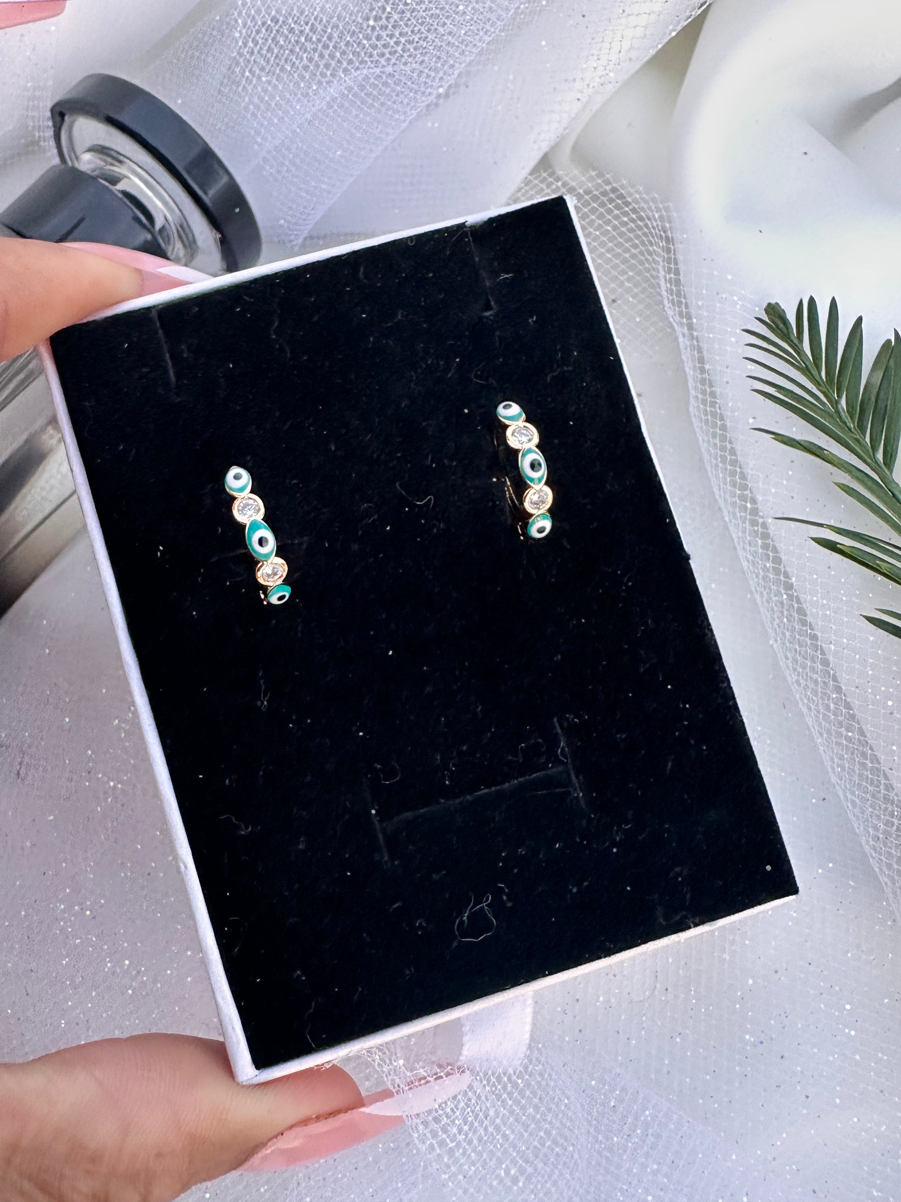 Green Evil Eye Hoops