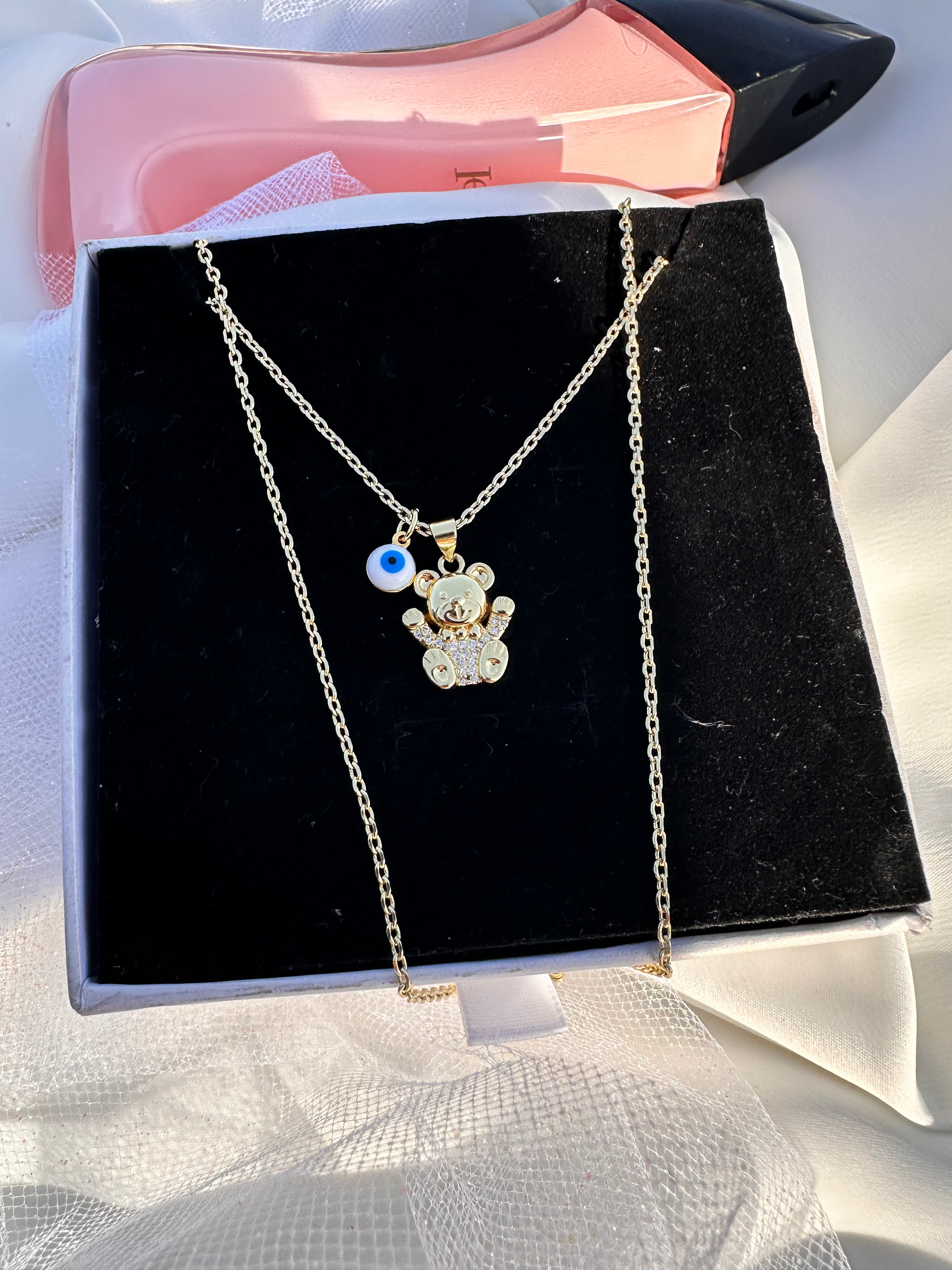 White Aura Teddy Necklace