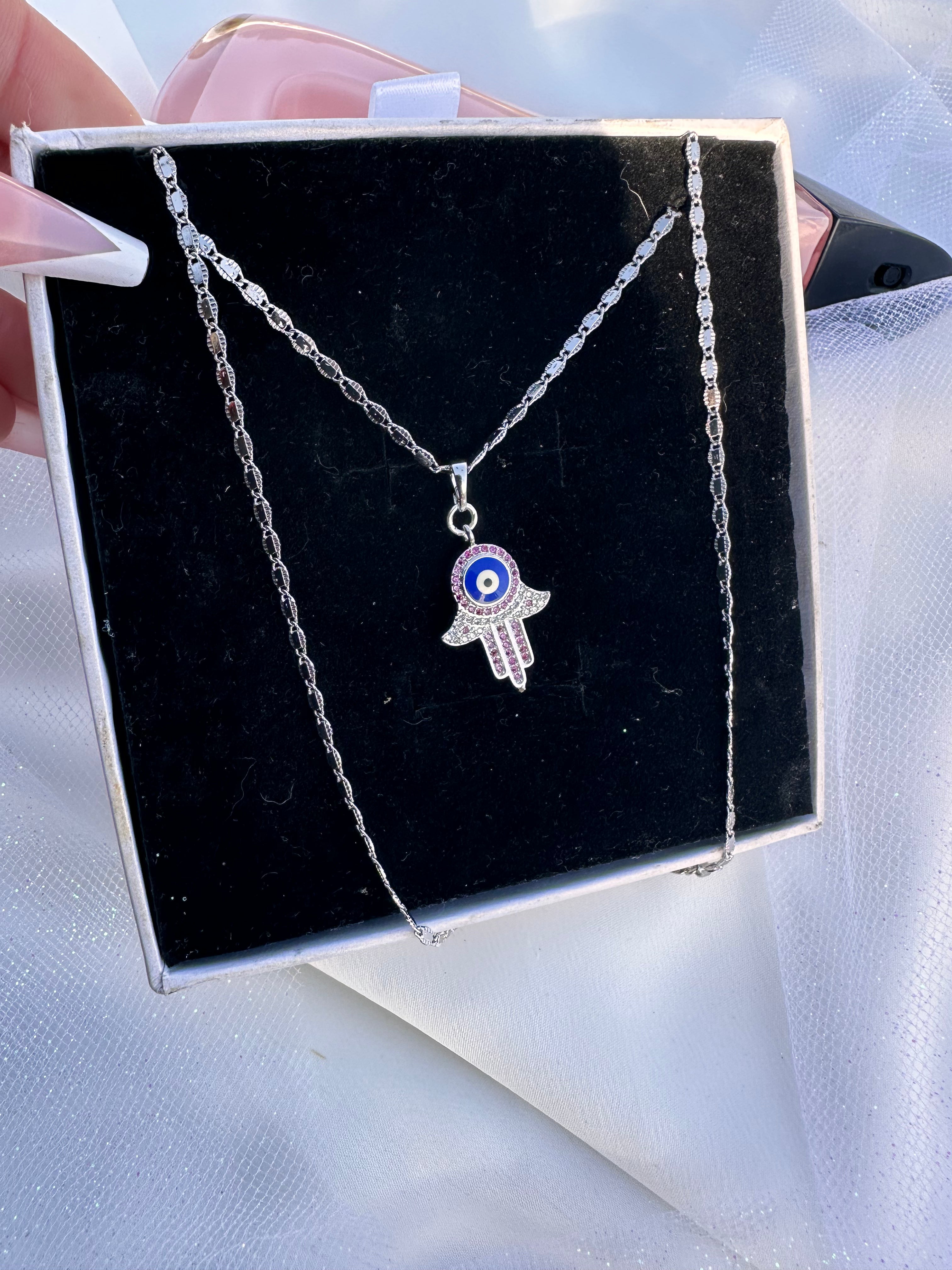 Fatima Hand Turkey Eye Necklace