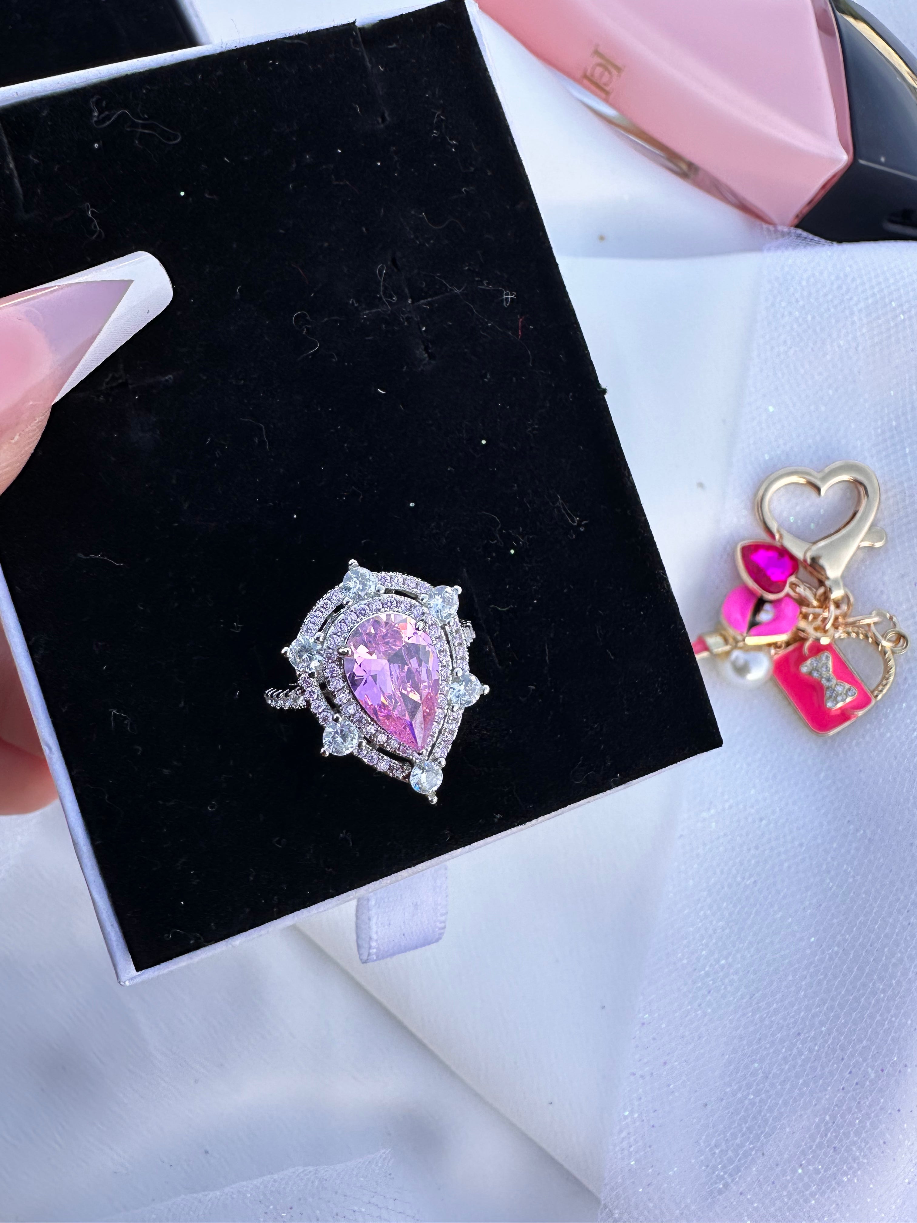 Pink Tear Drop Ring