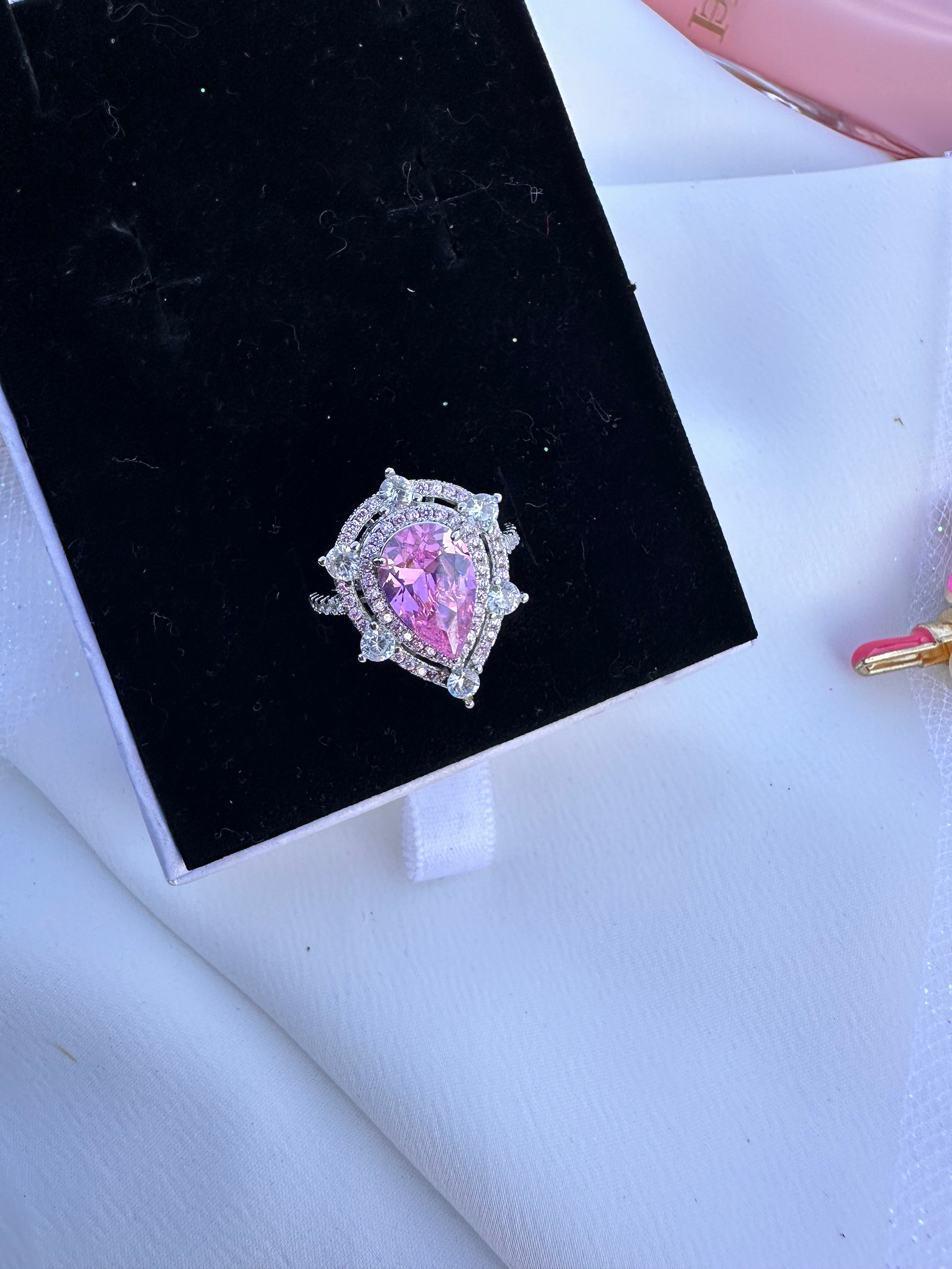 Pink Tear Drop Ring