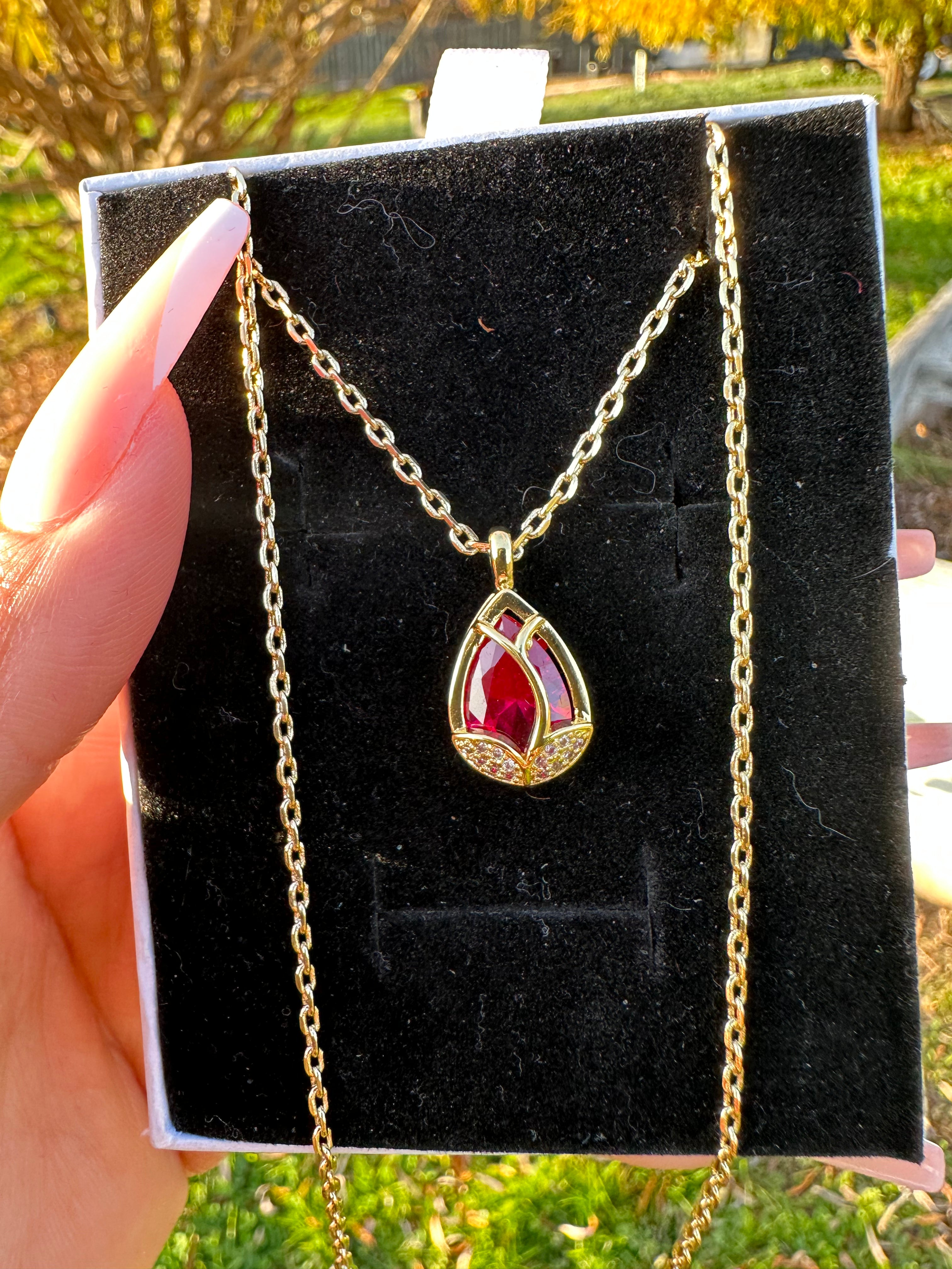 Red Tear of Love Necklace