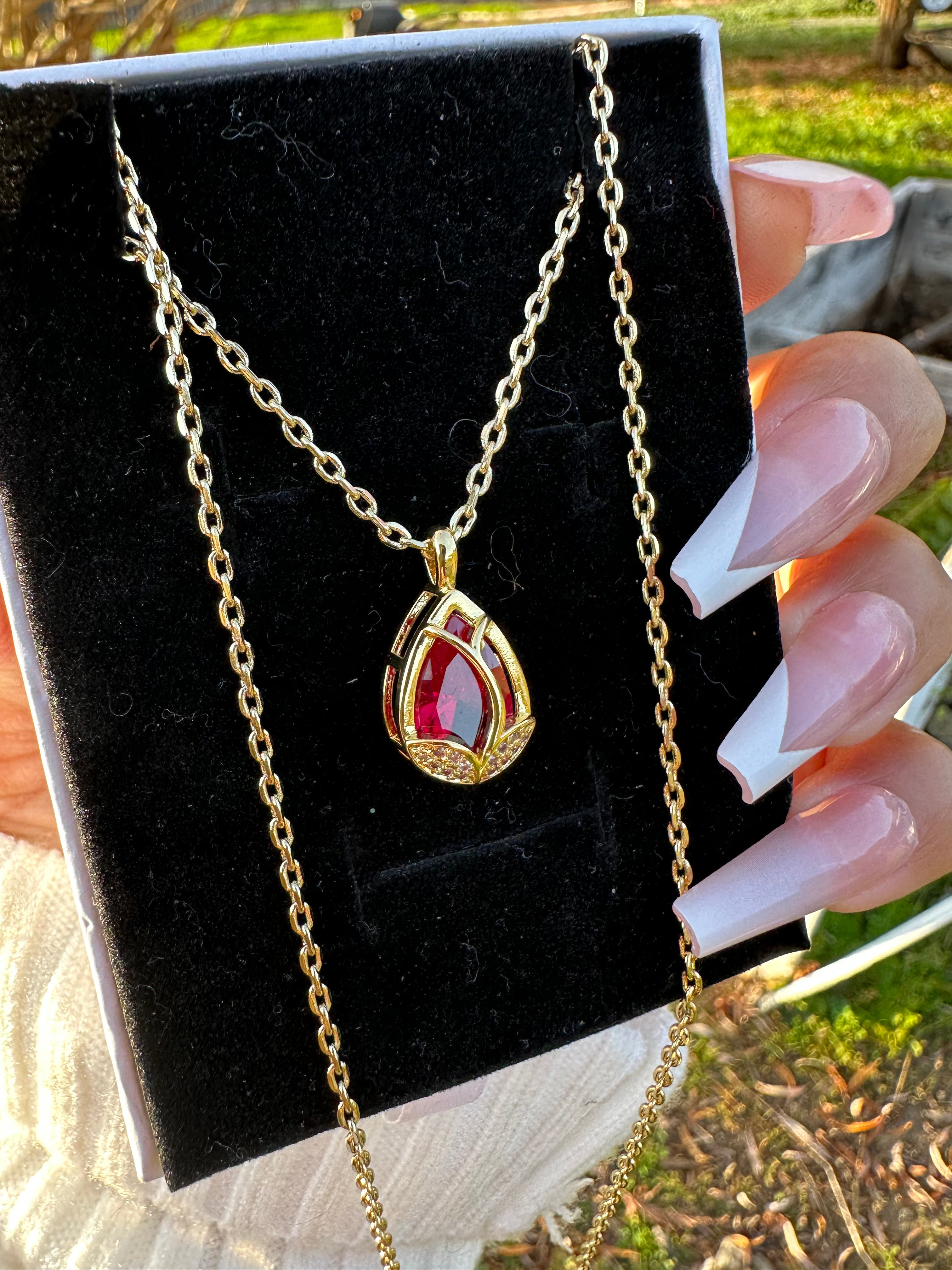 Red Tear of Love Necklace