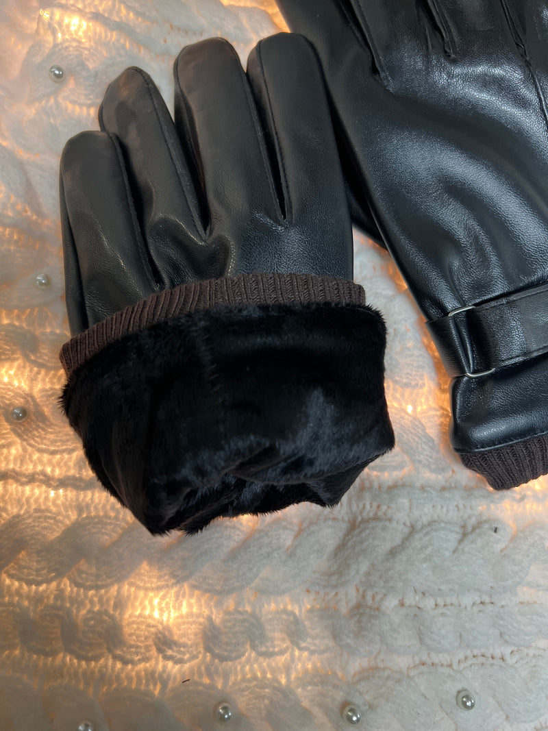 Sleek Black Leather Gloves
