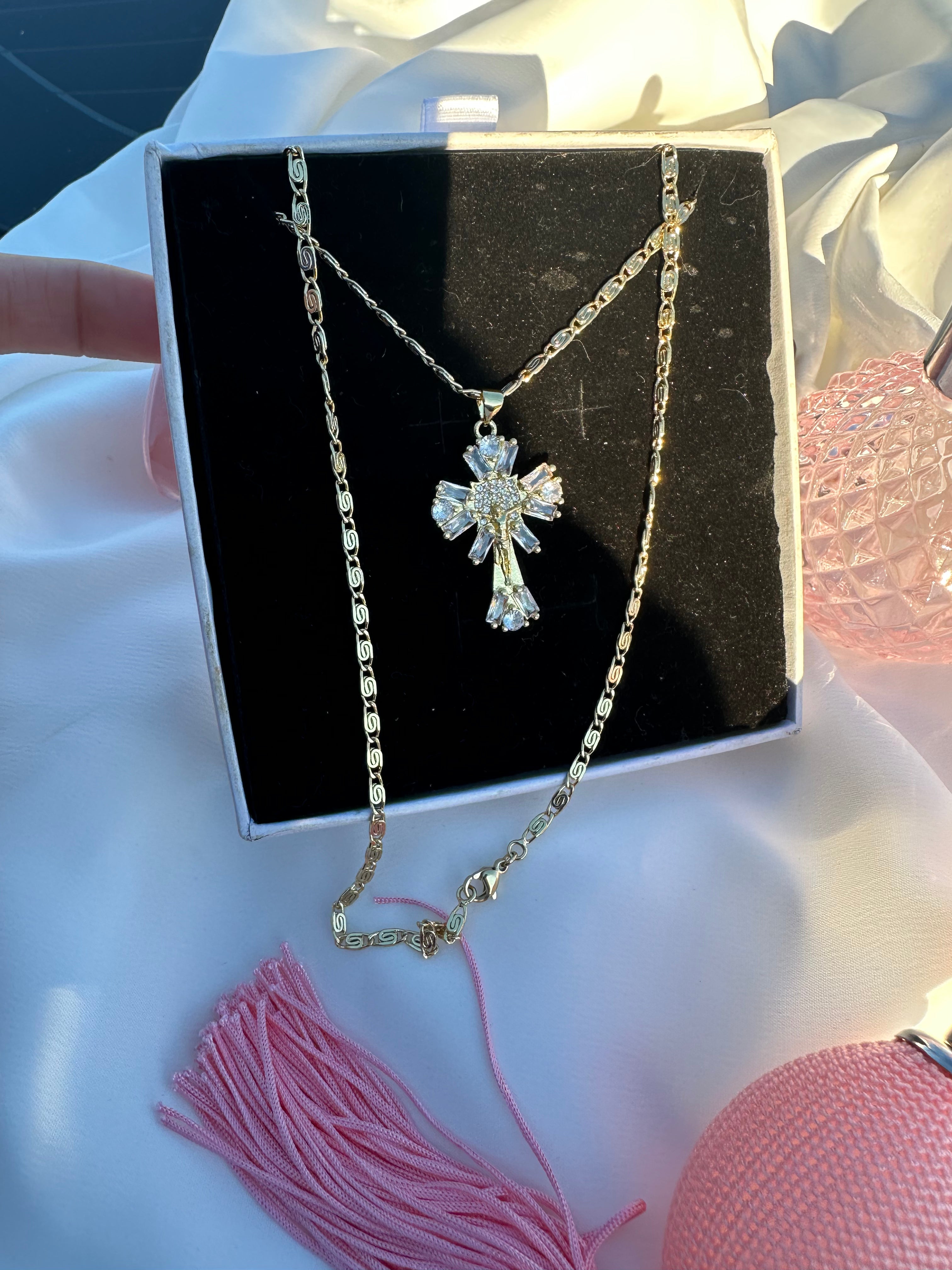 Crystal Crucifix Necklace