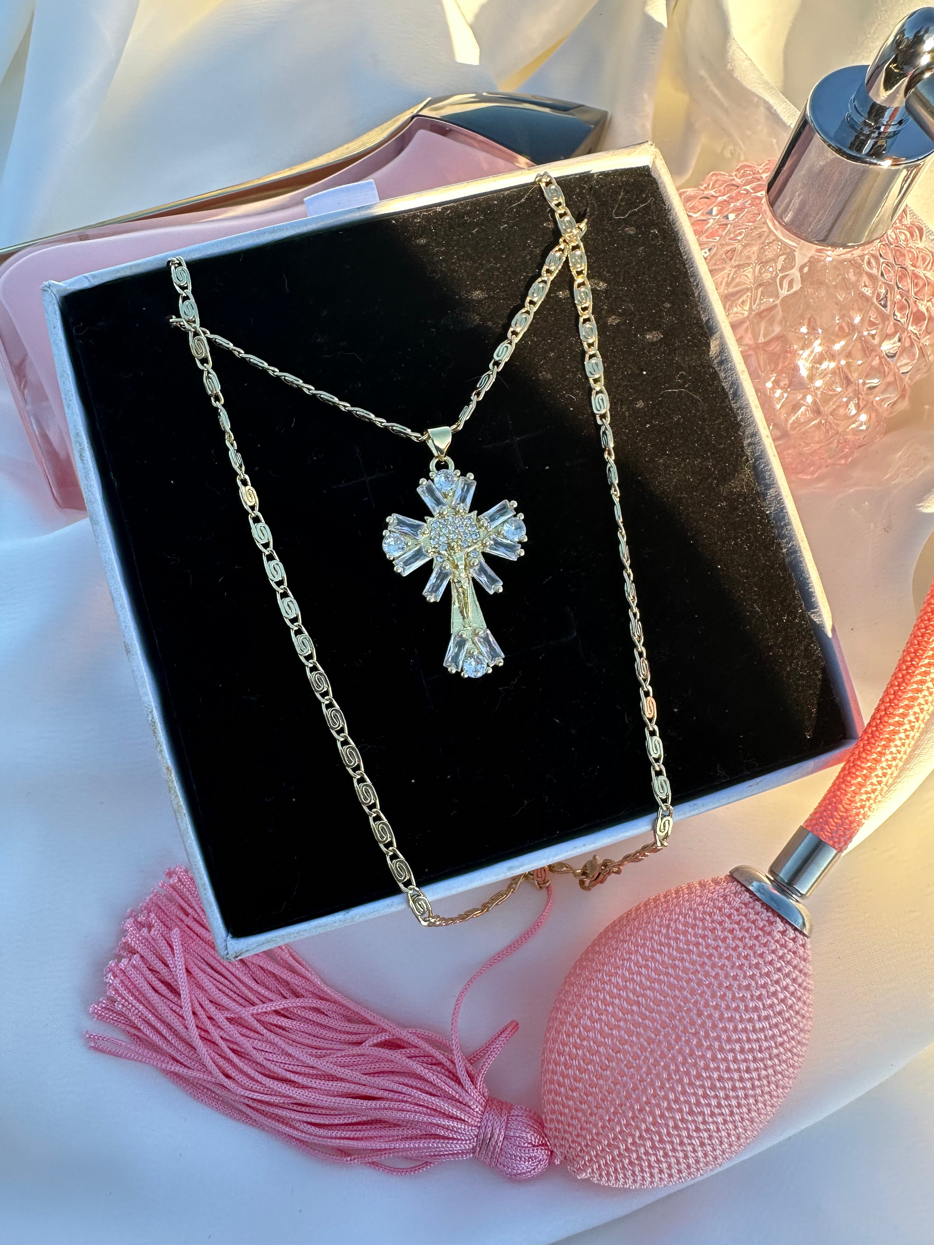 Crystal Crucifix Necklace