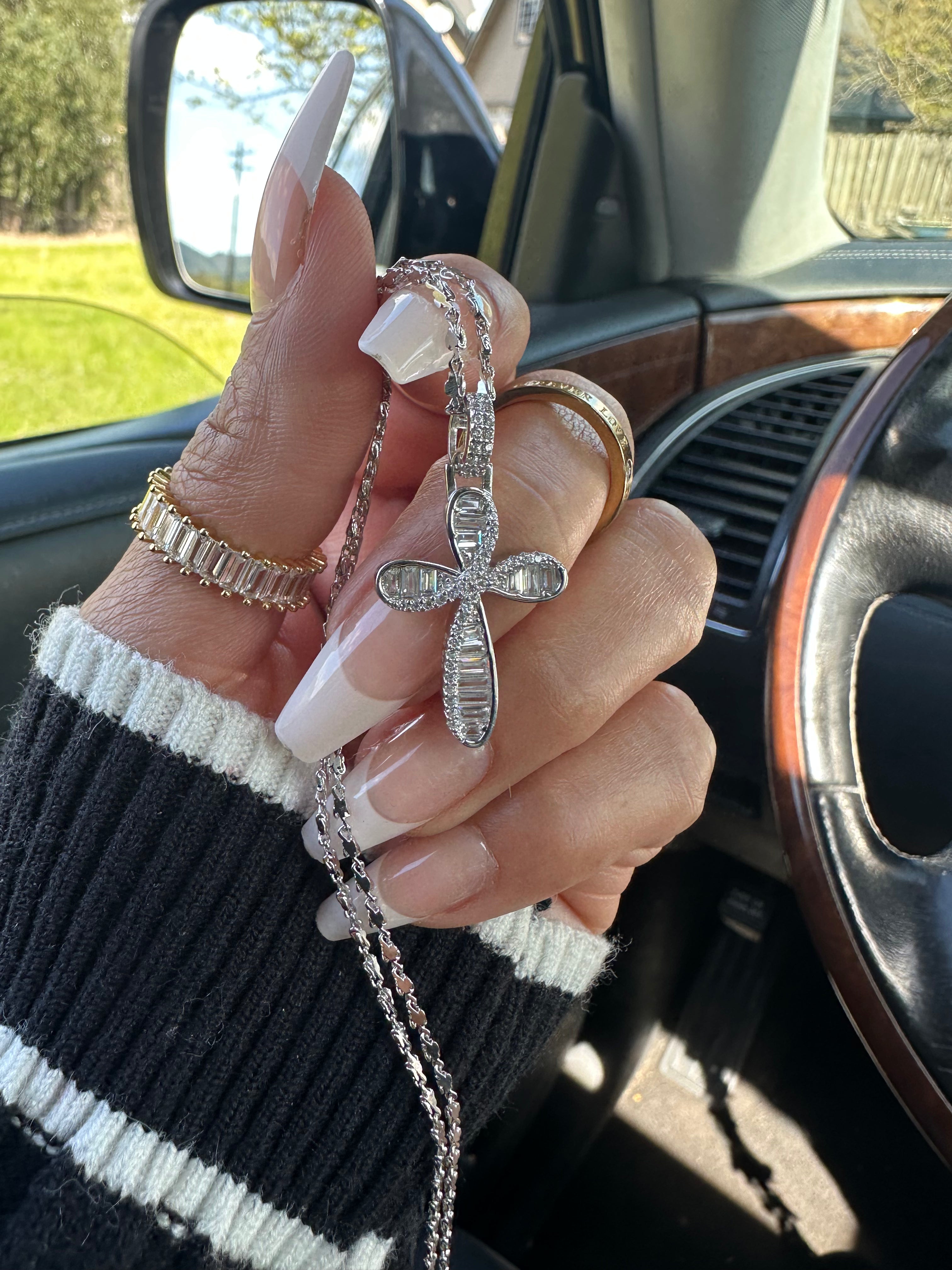Dual Tone Mary Heart Necklace Set