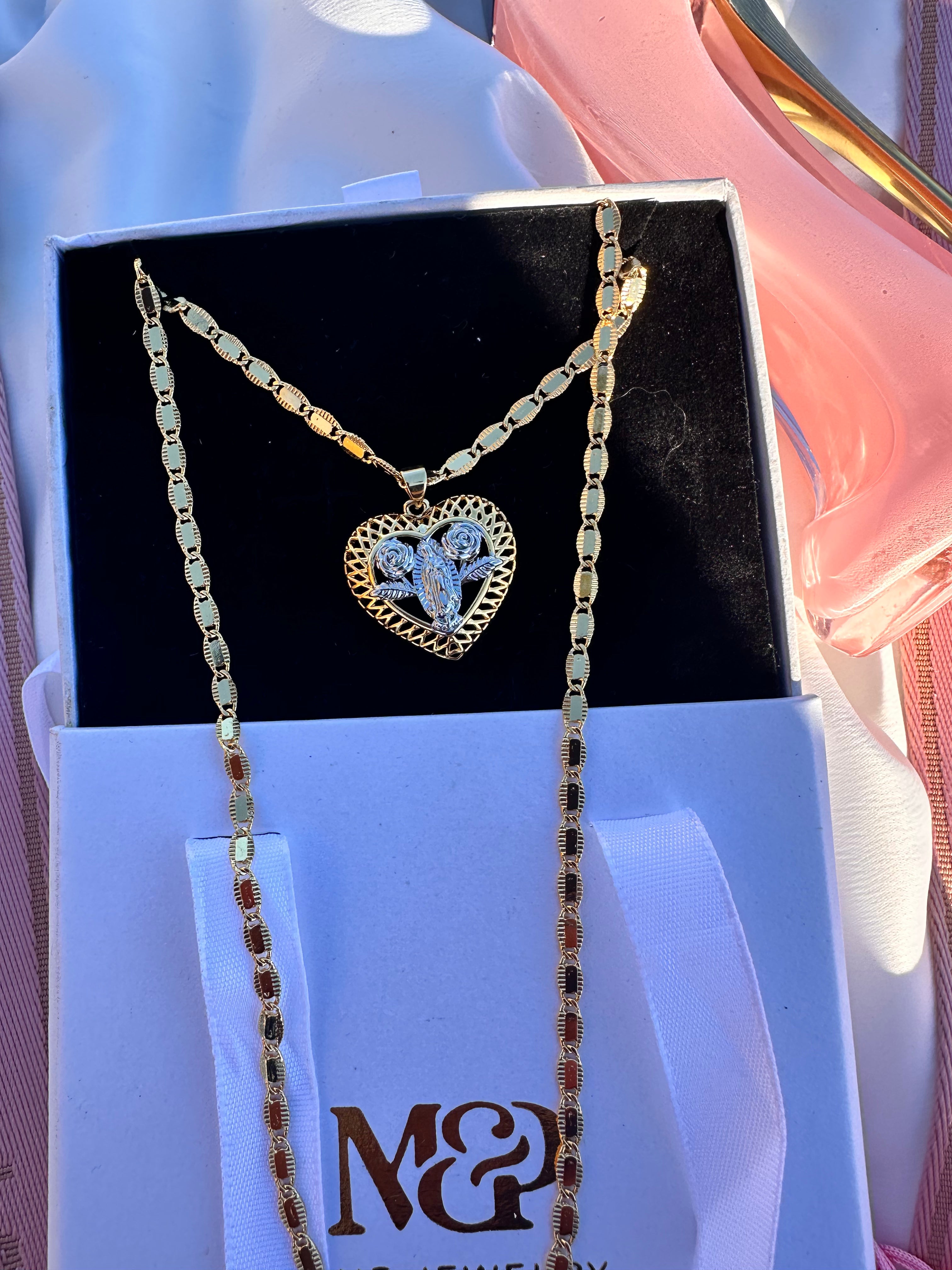 Virgencita Dual Heart Necklace