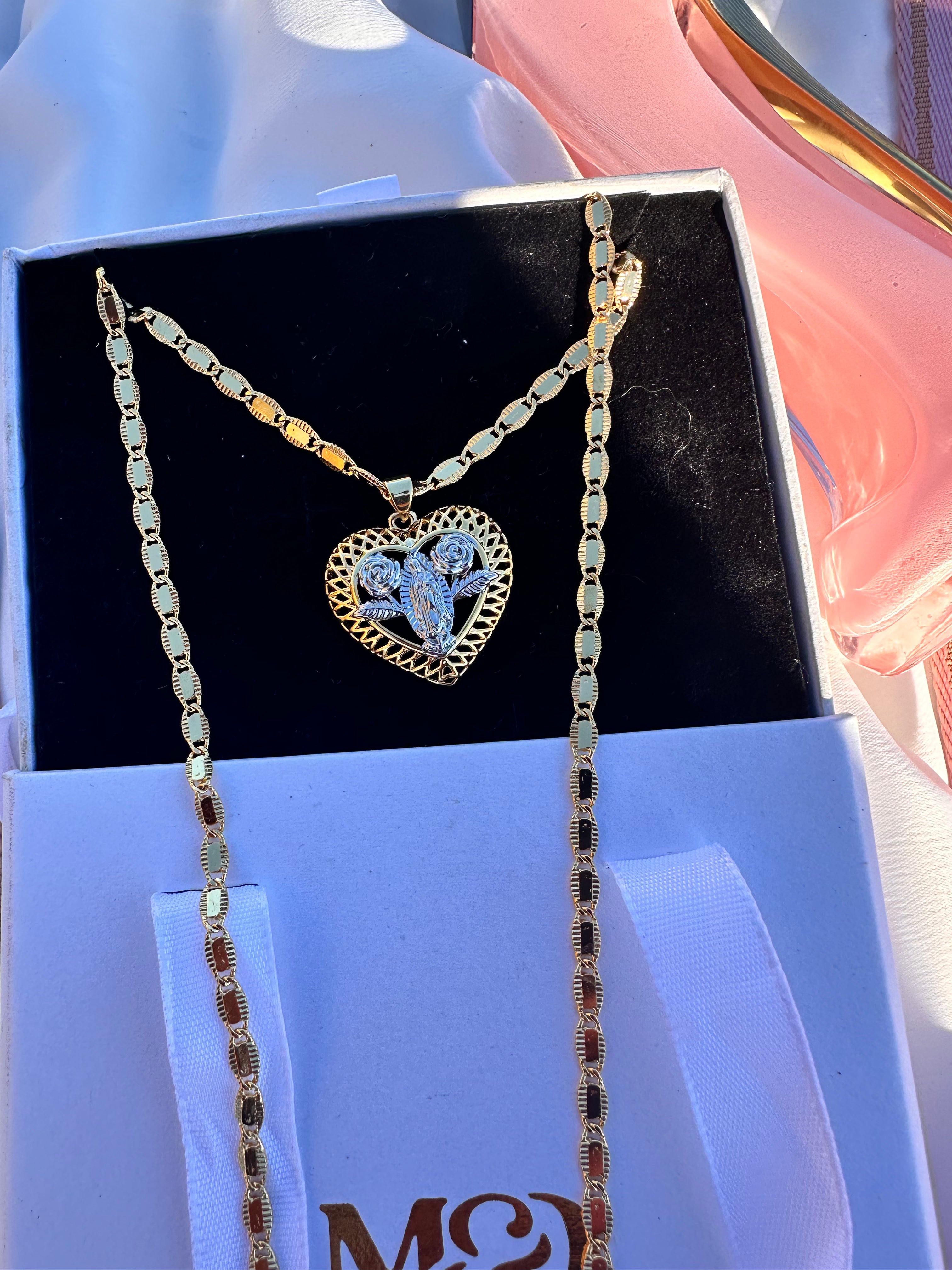 Virgencita Dual Heart Necklace