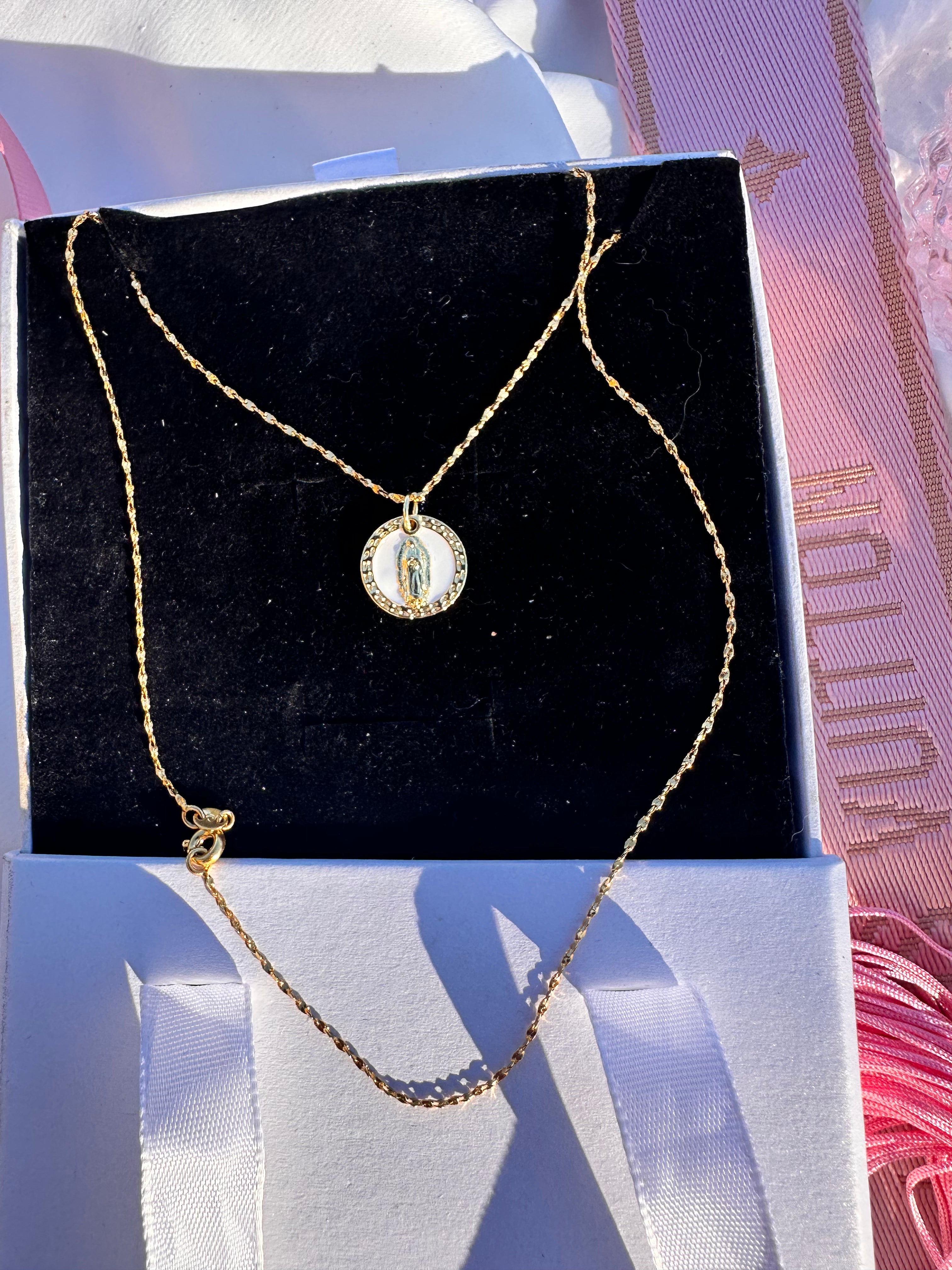 Mini Oval Virgin Mary Necklace