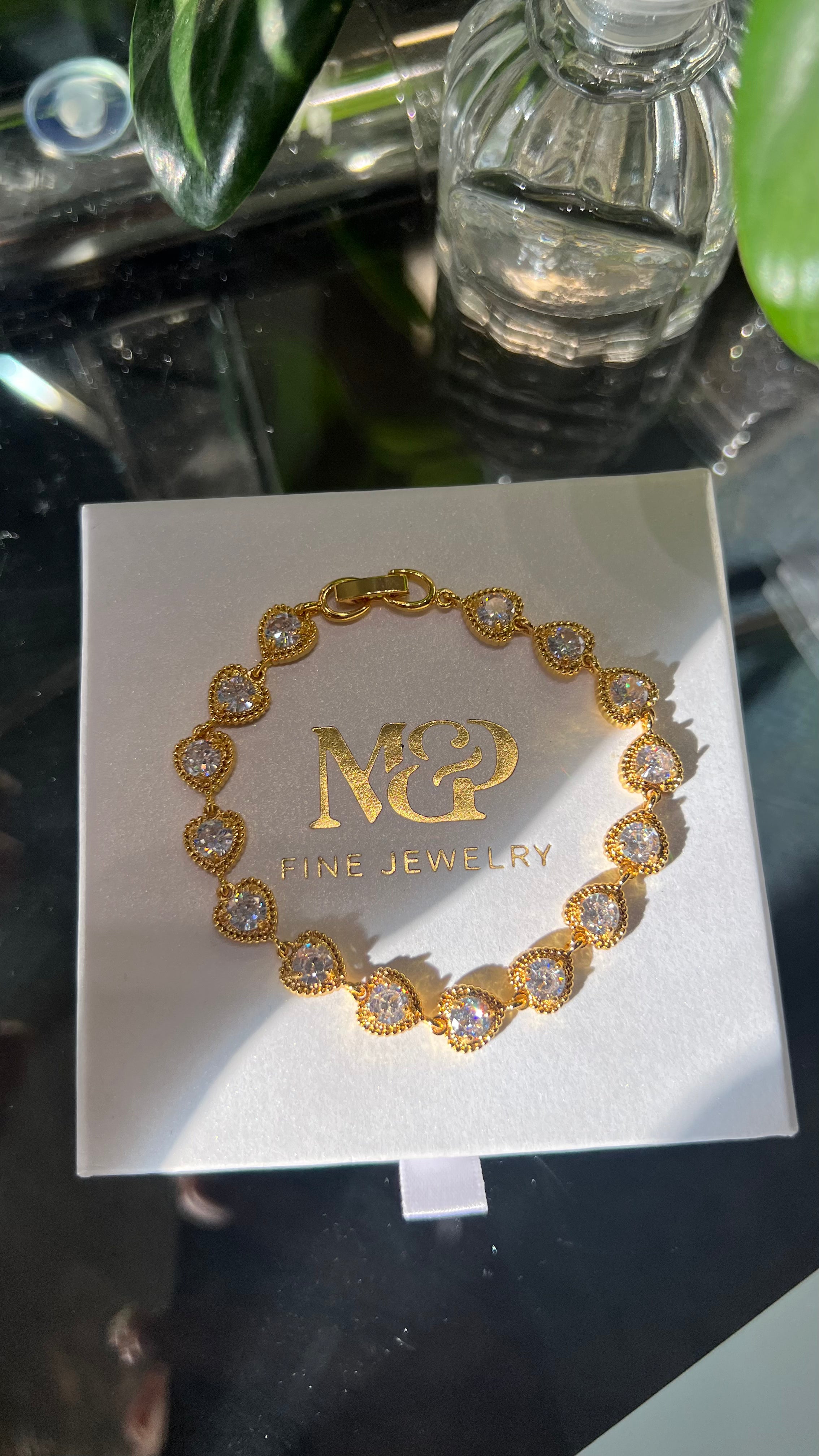 18K Heart Tennis Bracelet
