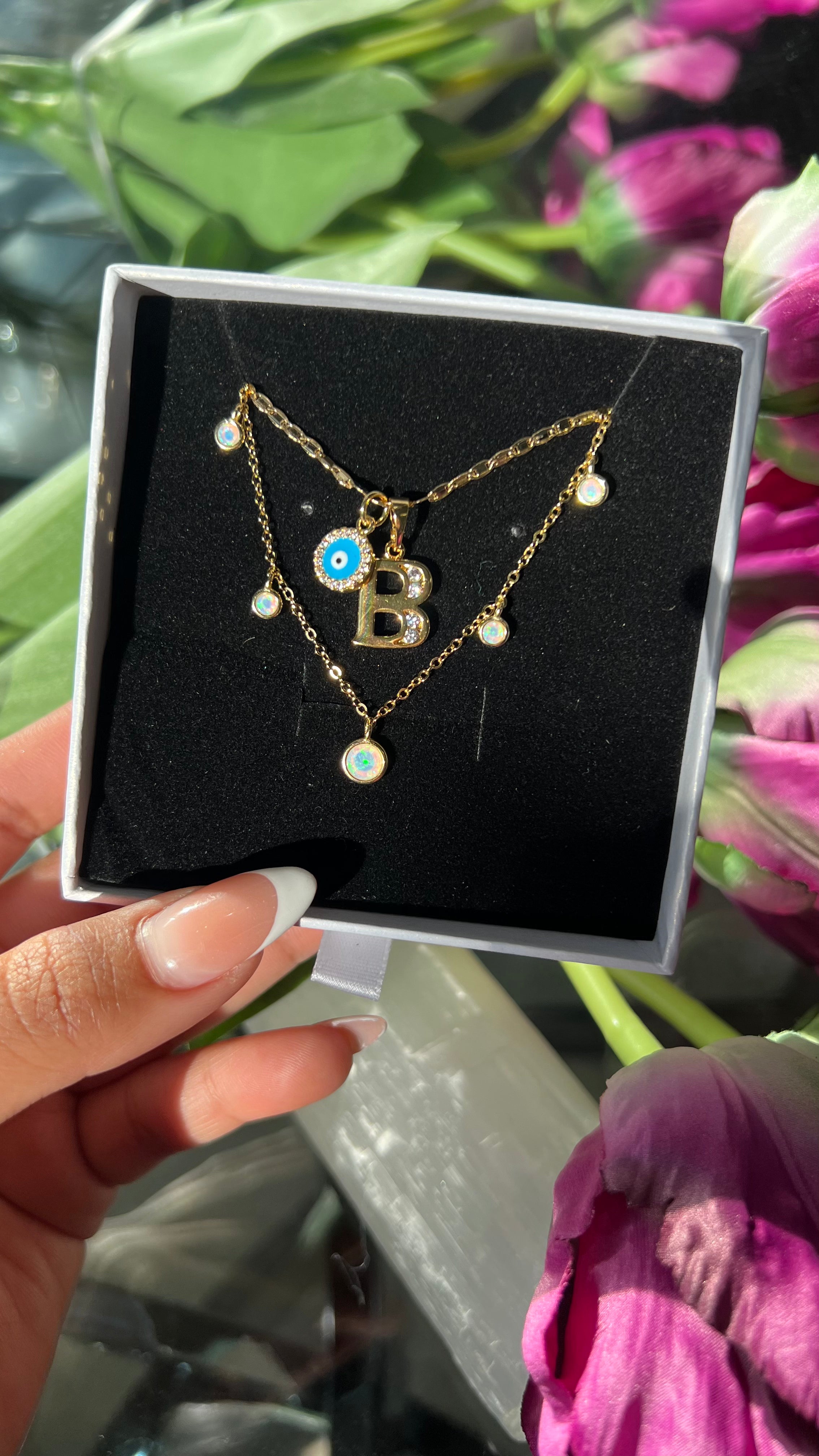 "Twin Flame" Initial Necklace Set