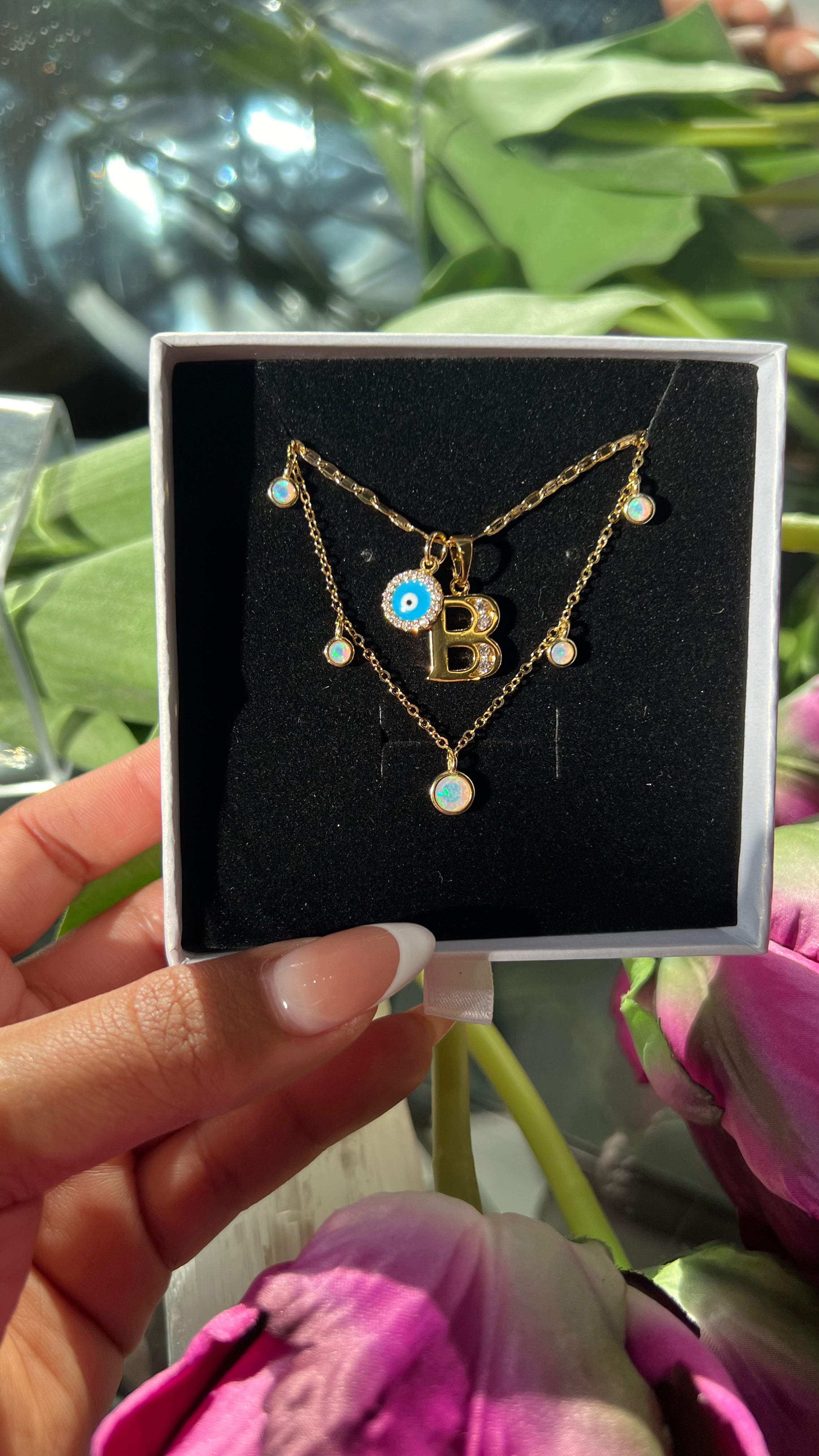 "Twin Flame" Initial Necklace Set