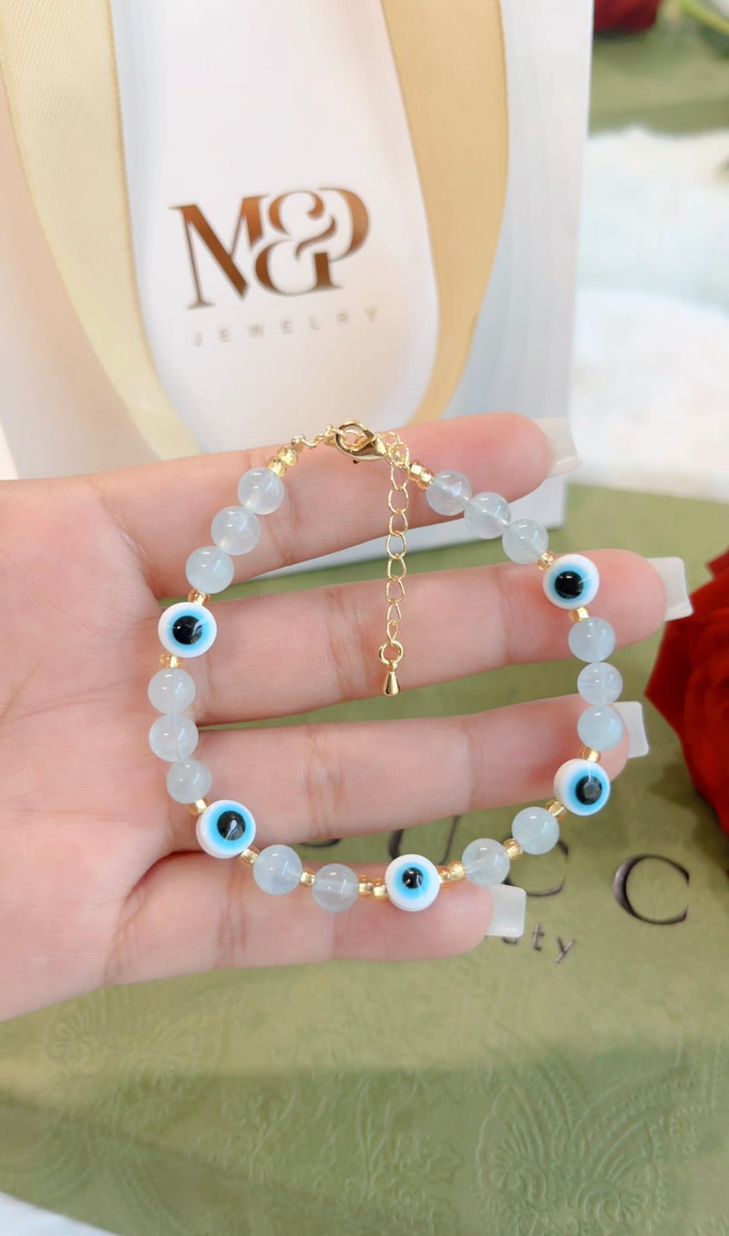 Angelic White Evil Eye Bracelet