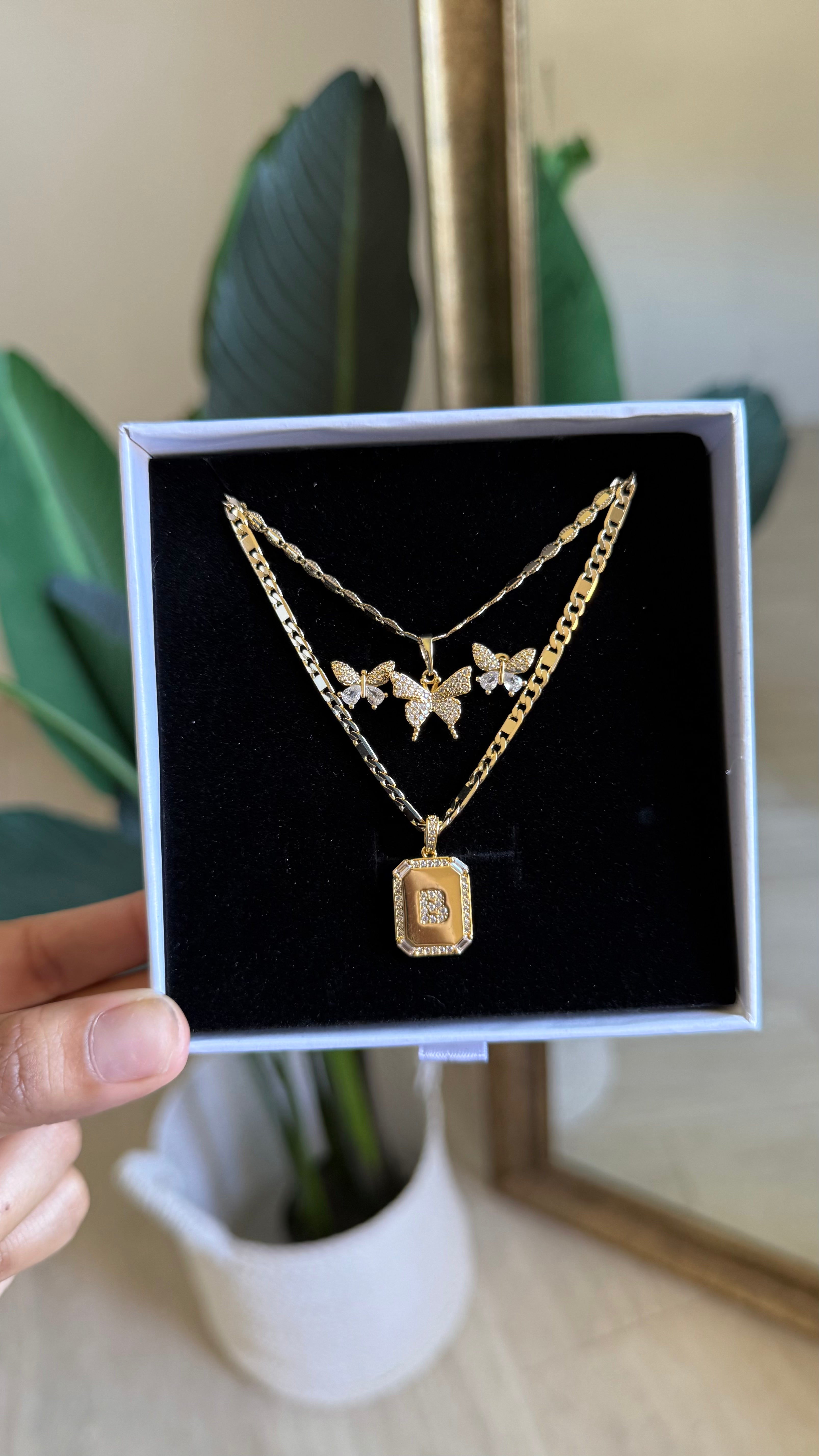 Personalized Initial & Butterfly Jewelry Set