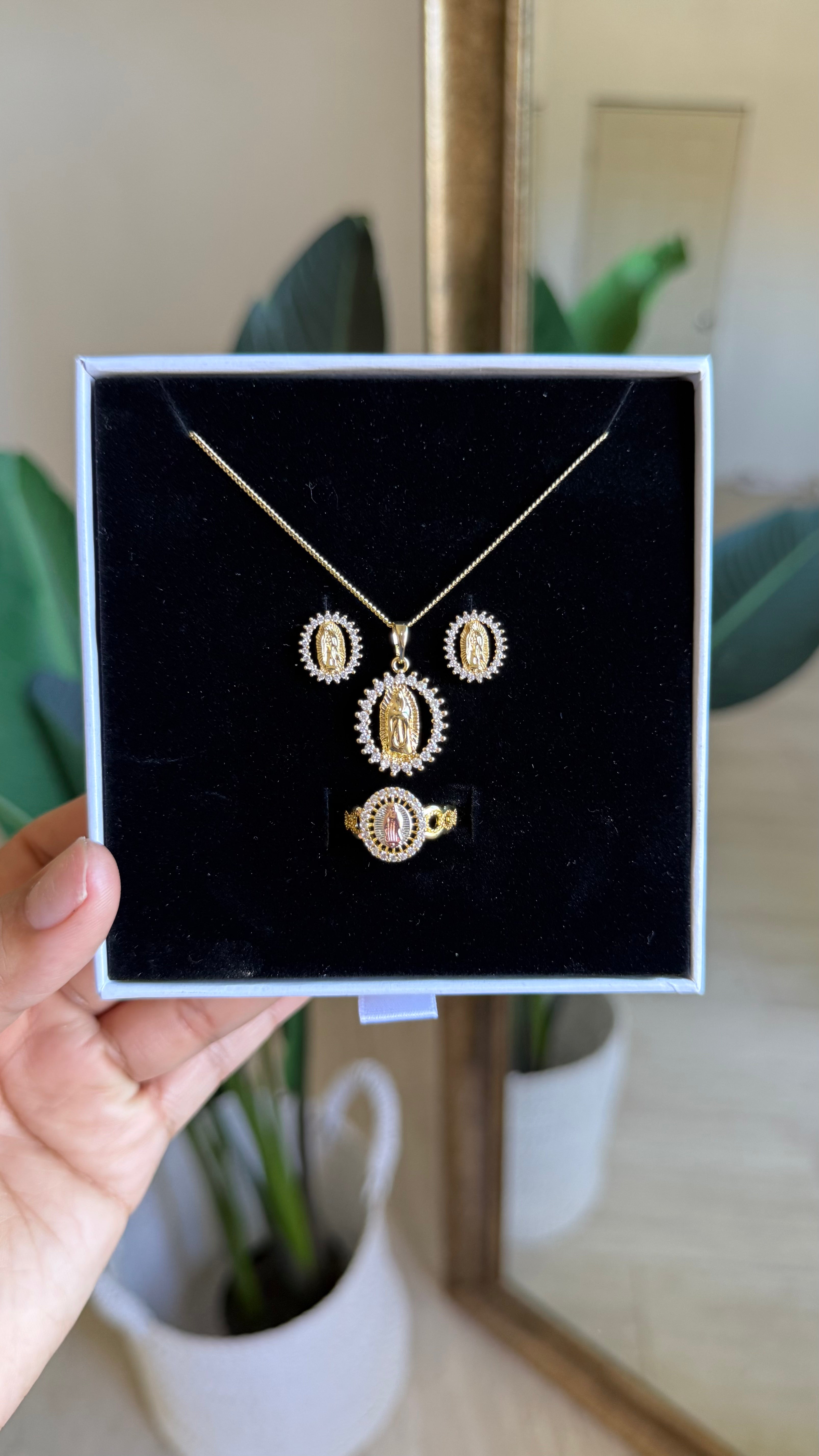 Lady of Guadalupe Necklace, Ring & Earrings Set