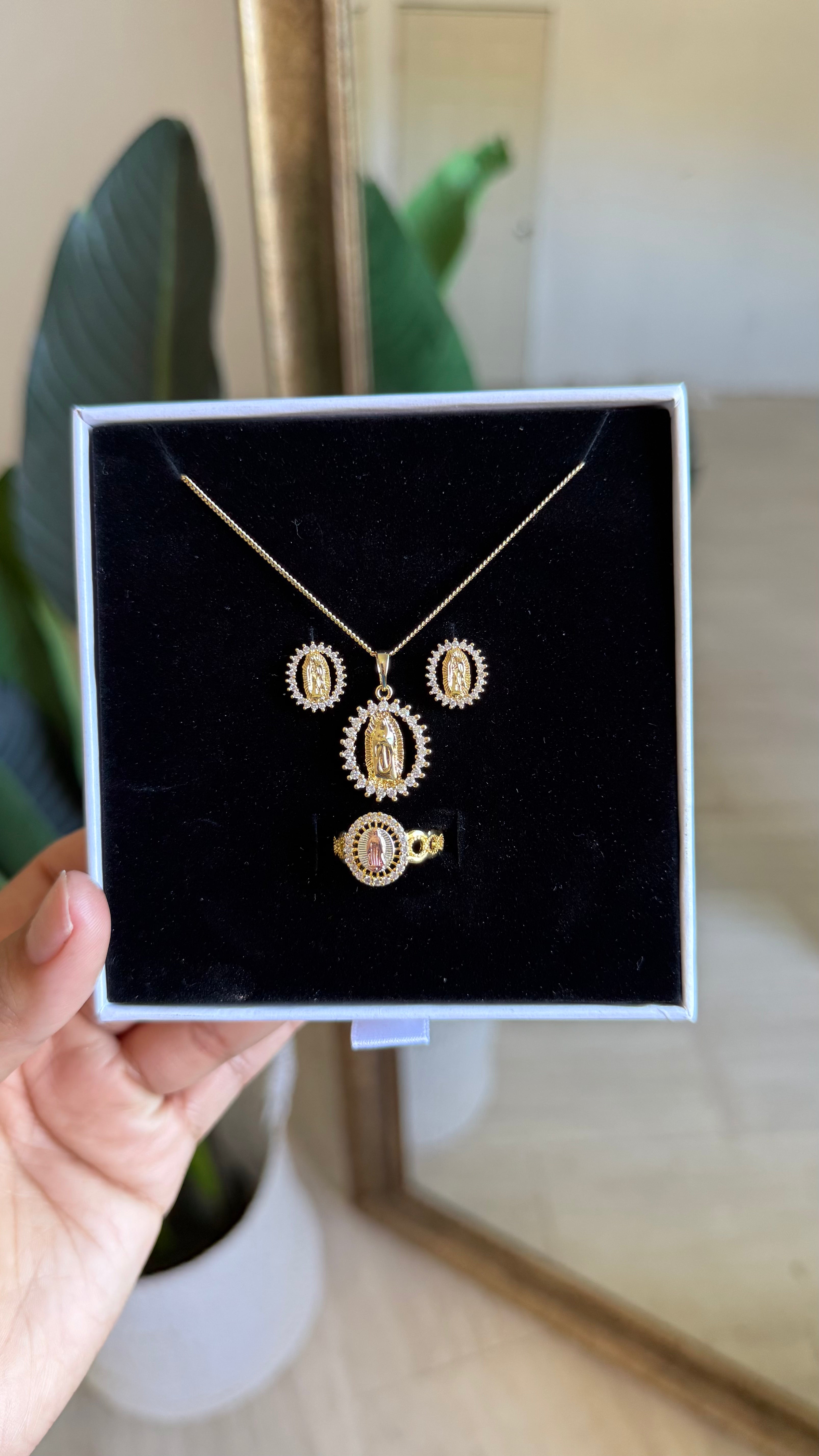 Lady of Guadalupe Necklace, Ring & Earrings Set