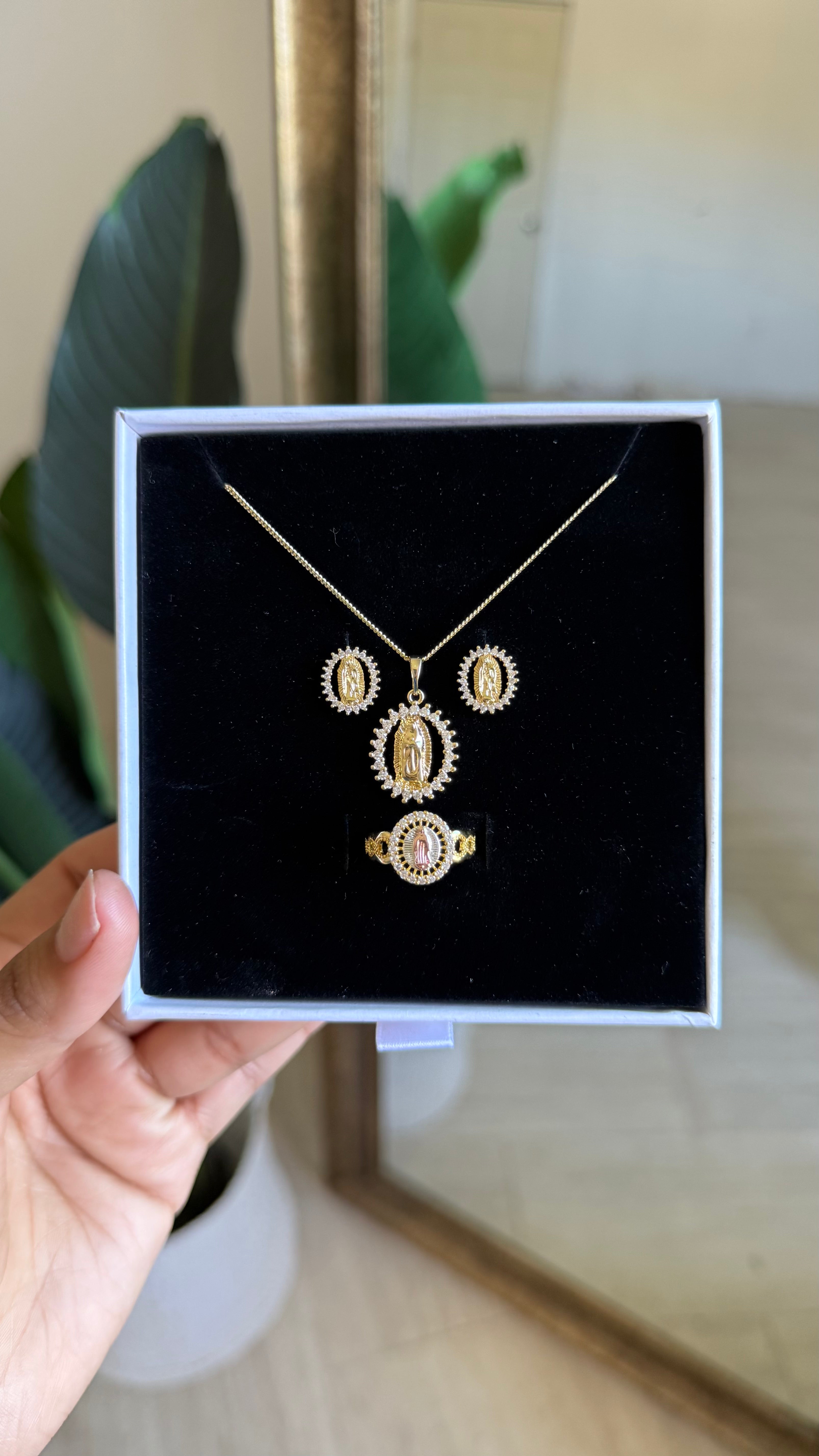 Lady of Guadalupe Necklace, Ring & Earrings Set
