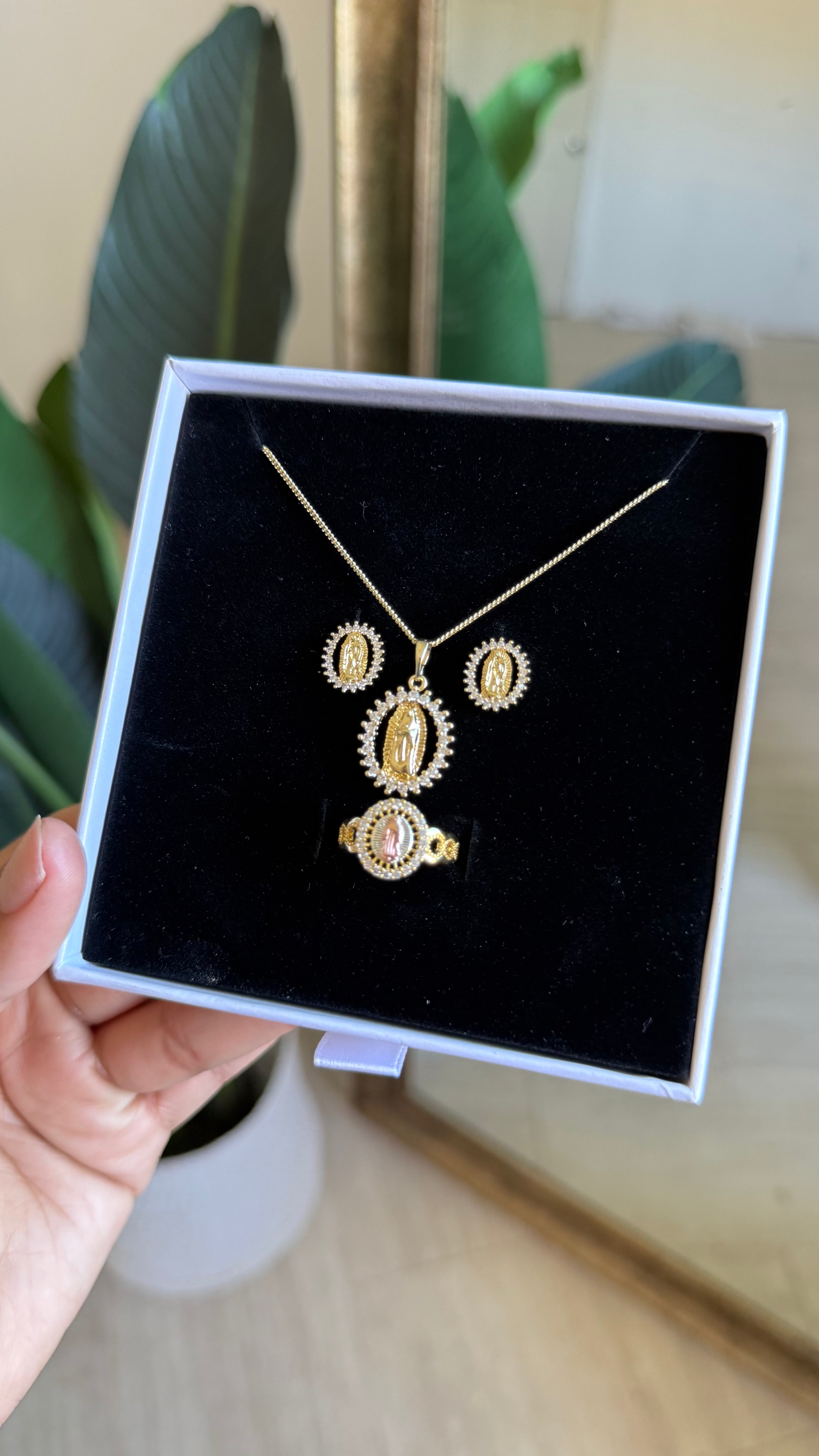 Lady of Guadalupe Necklace, Ring & Earrings Set