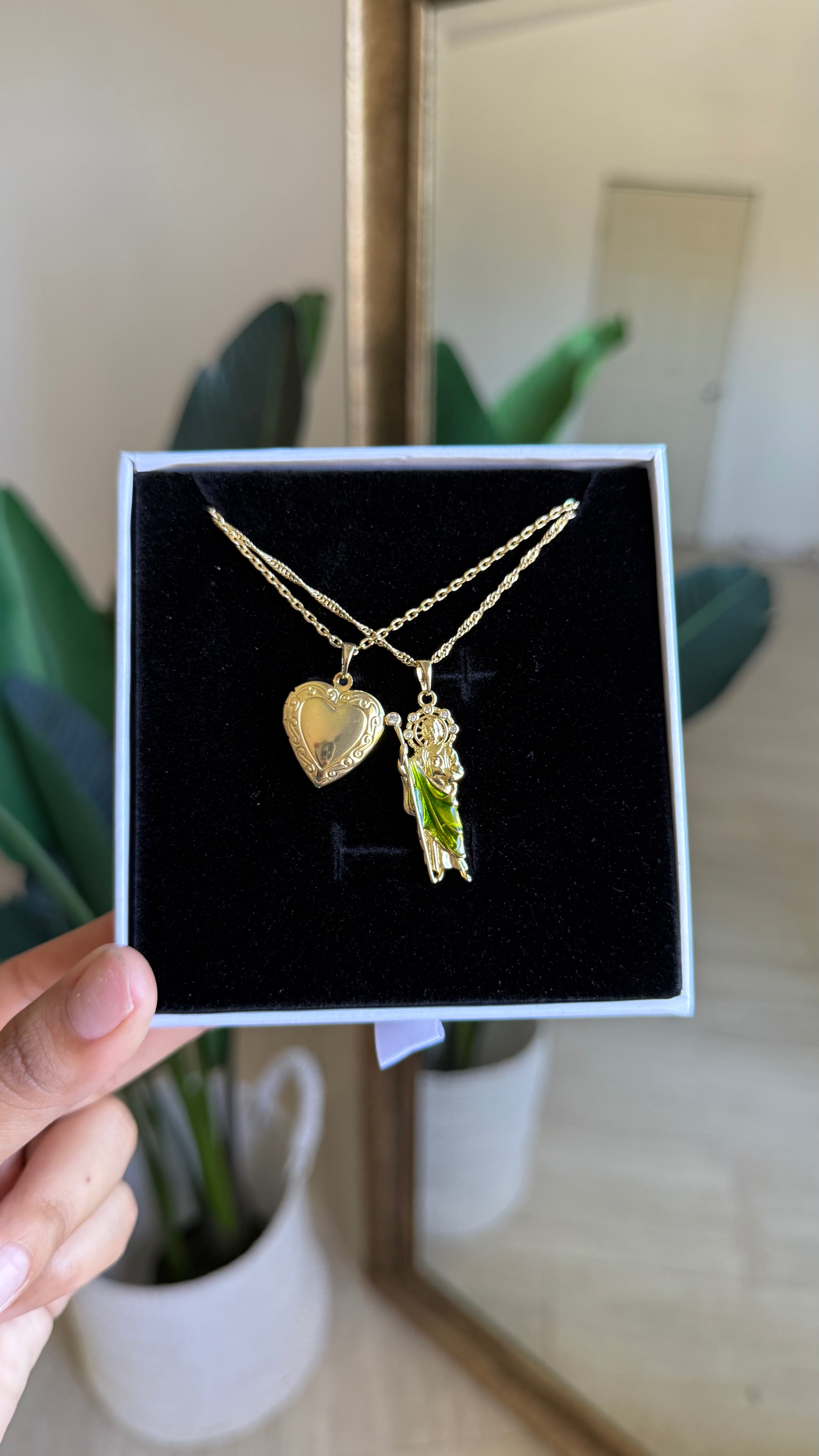 Saint Jude + Picture Locket Necklace Set