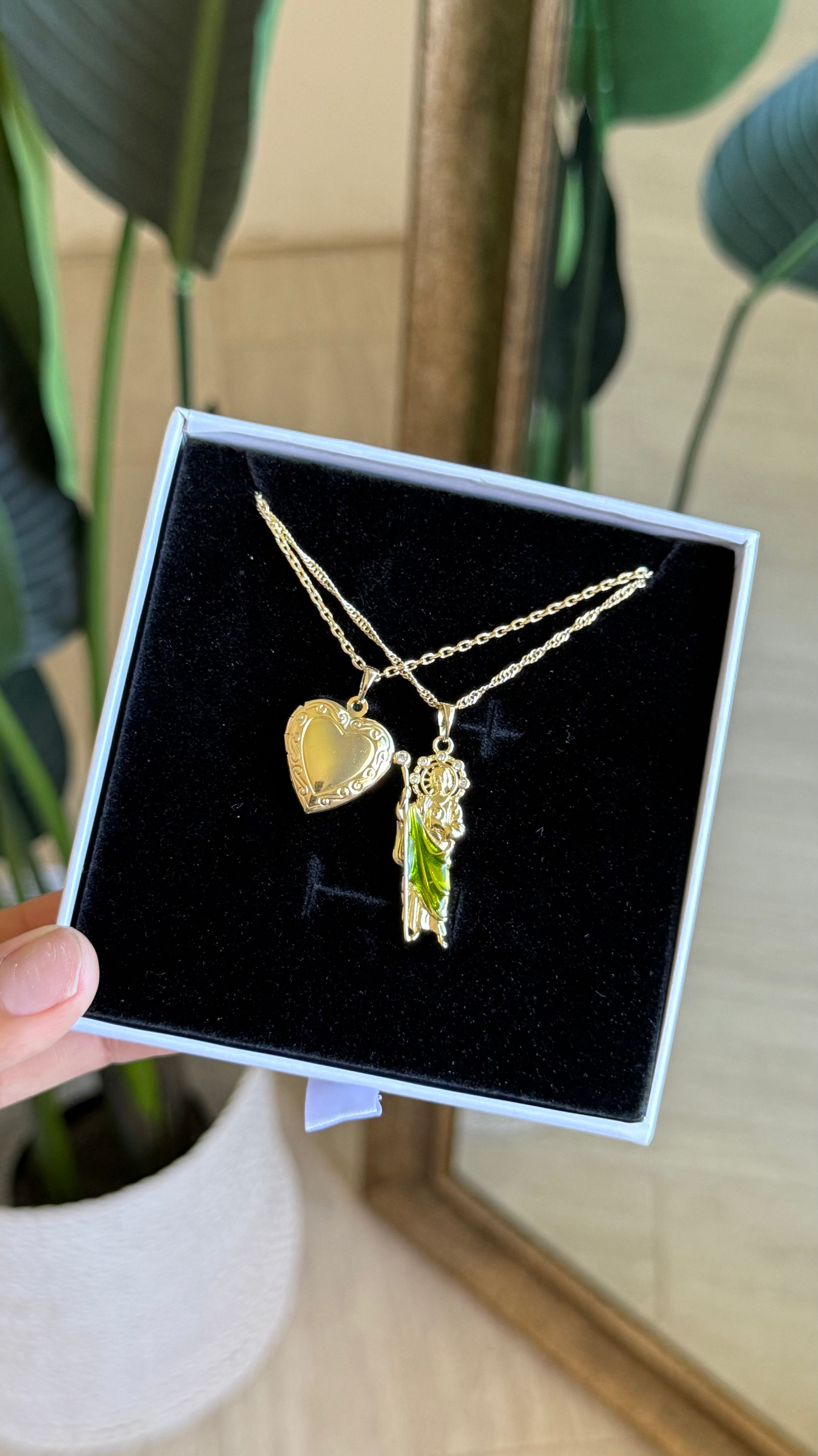 Saint Jude + Picture Locket Necklace Set