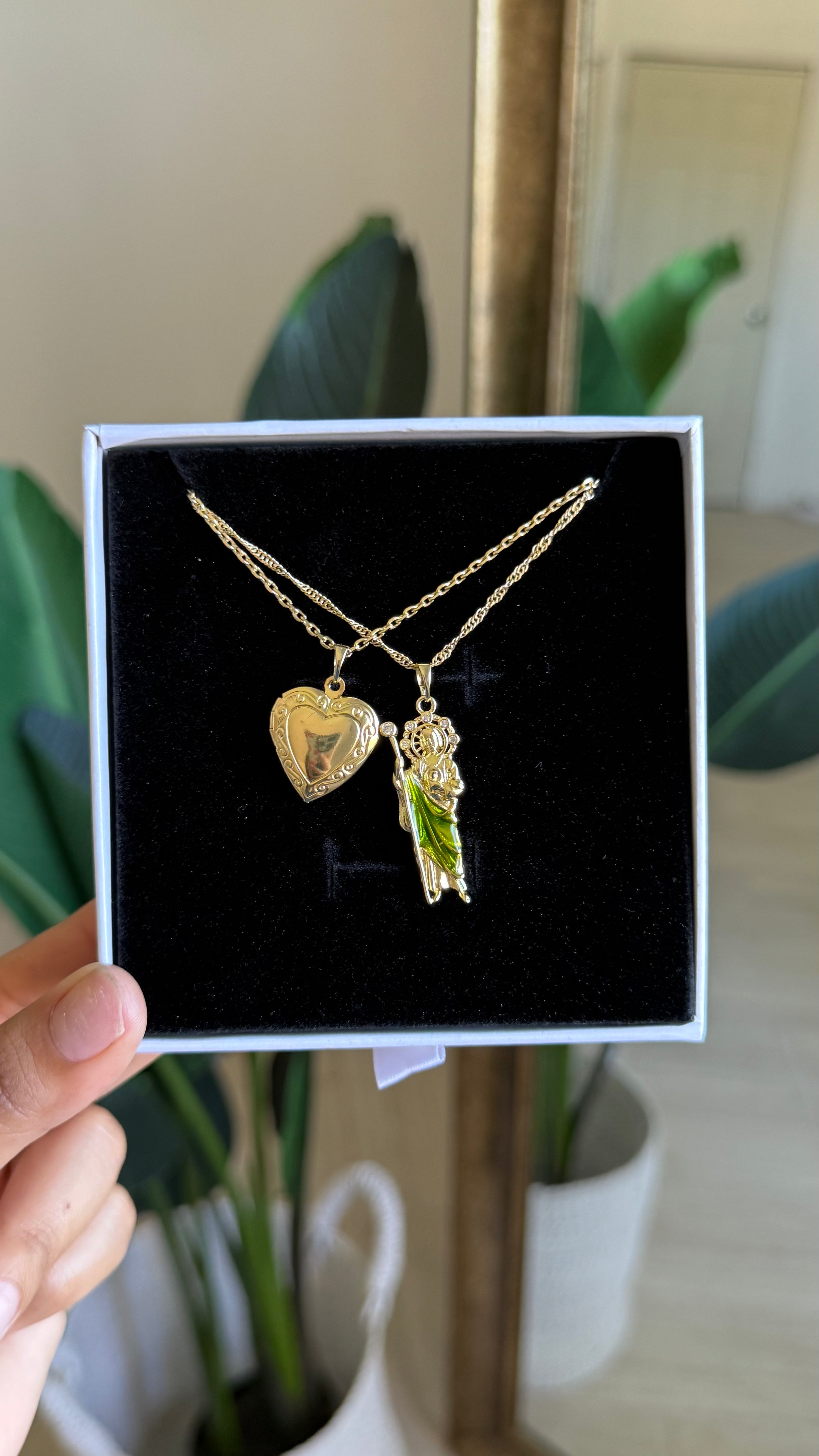 Saint Jude + Picture Locket Necklace Set