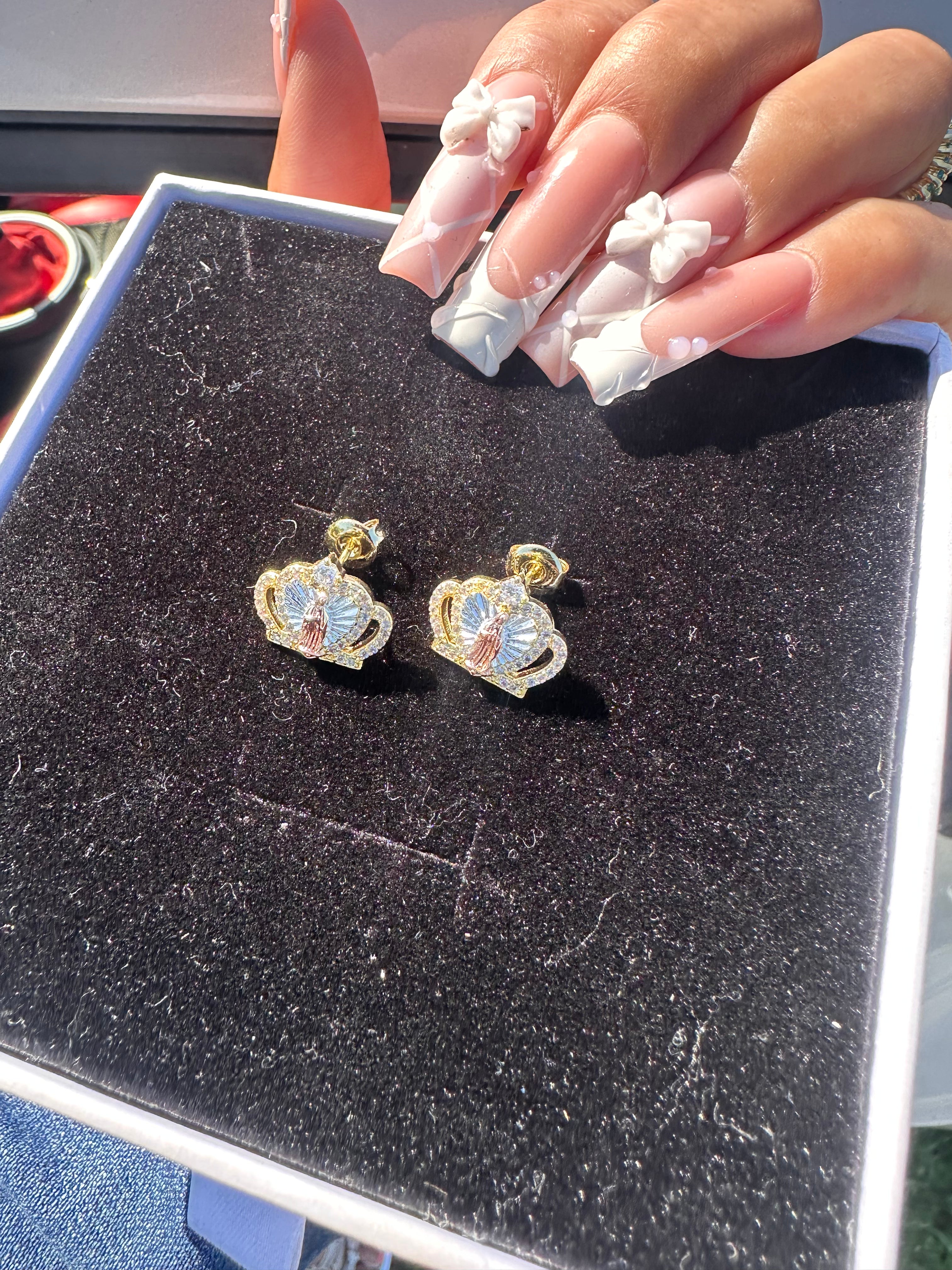 Virgin Mary Tiara Stud Earrings