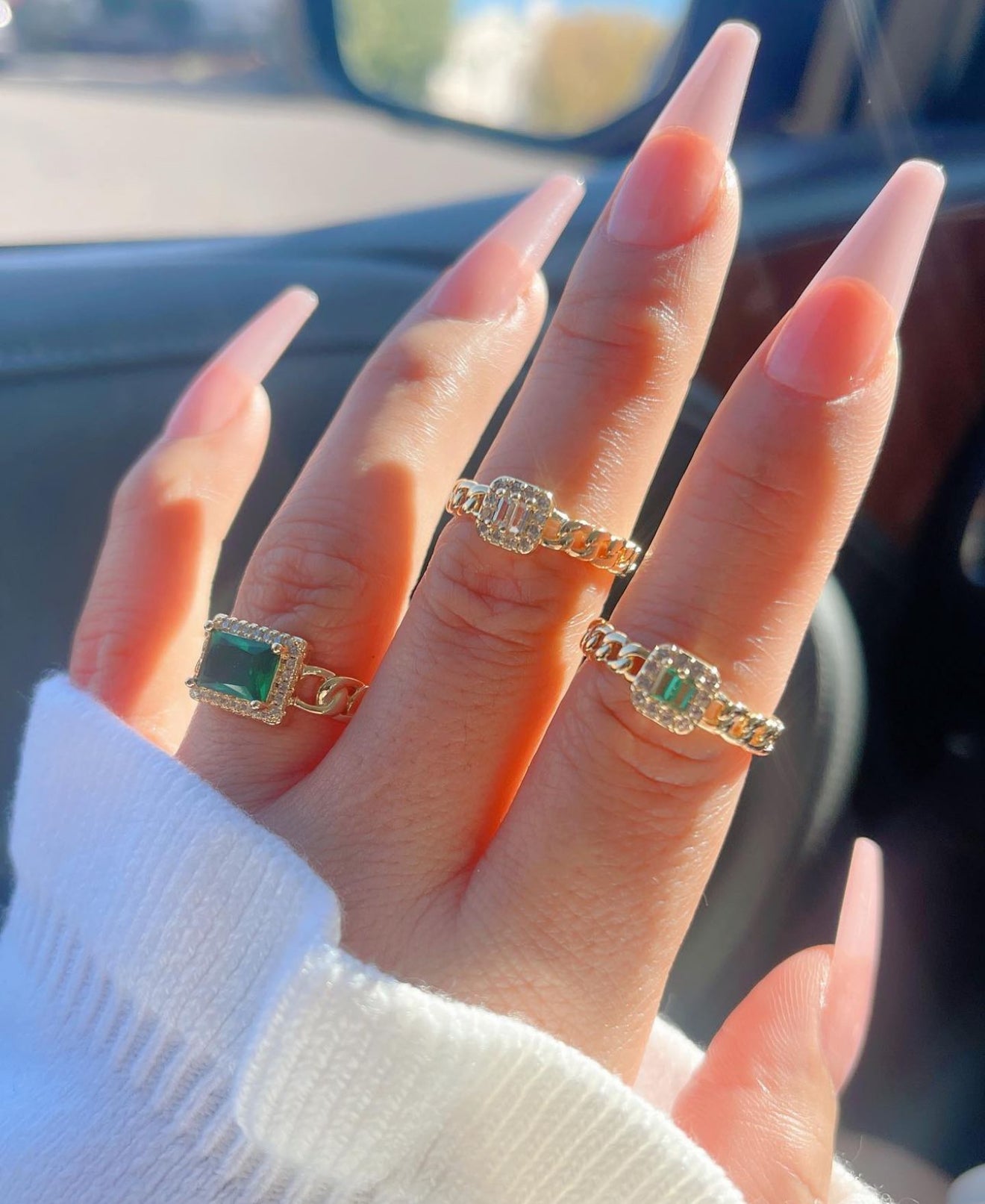 Emerald Chain Ring