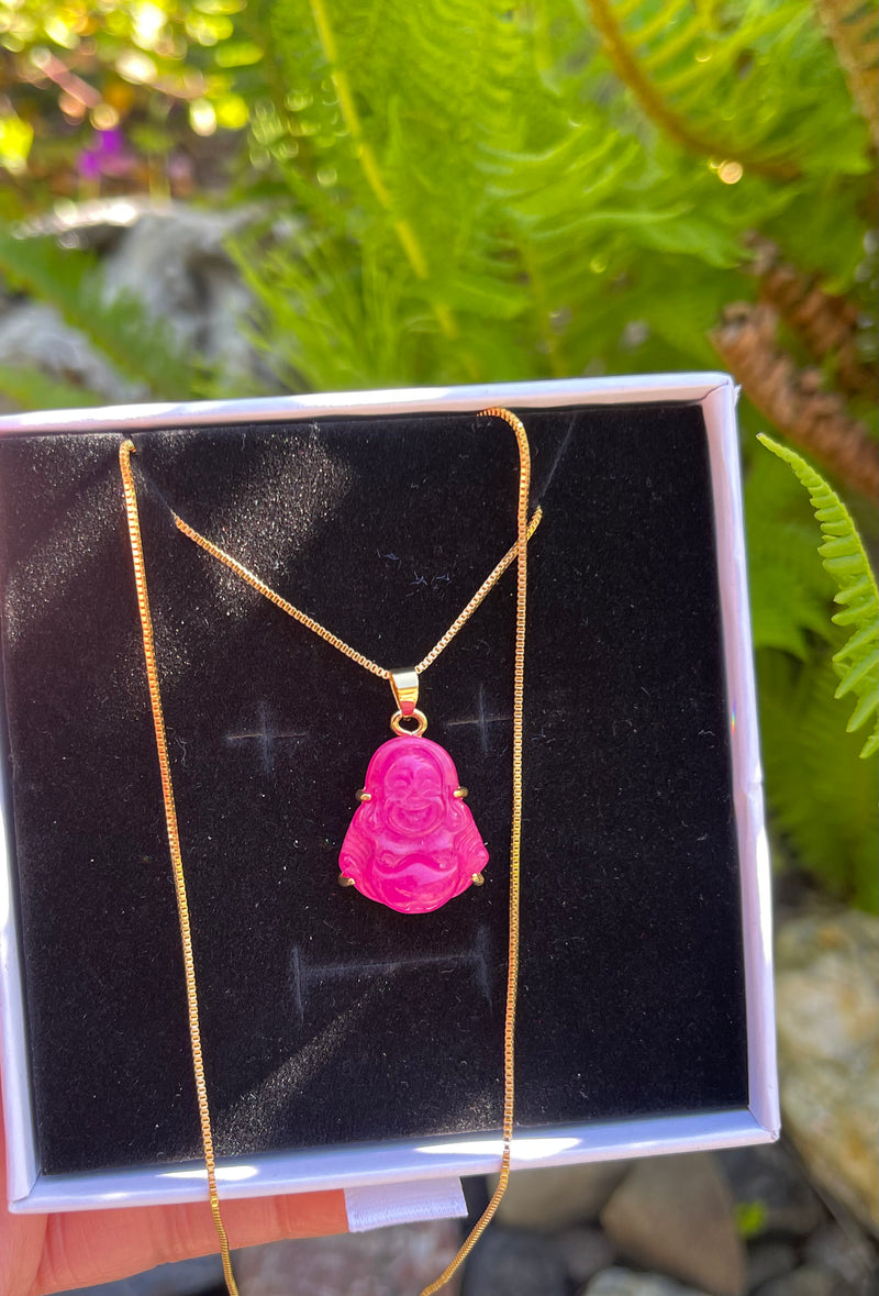 Dainty Pink Buddha Necklace