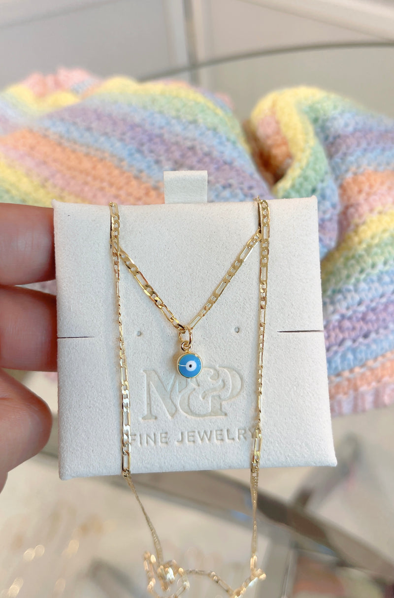 Dainty Baby Blue Evil Eye Necklace