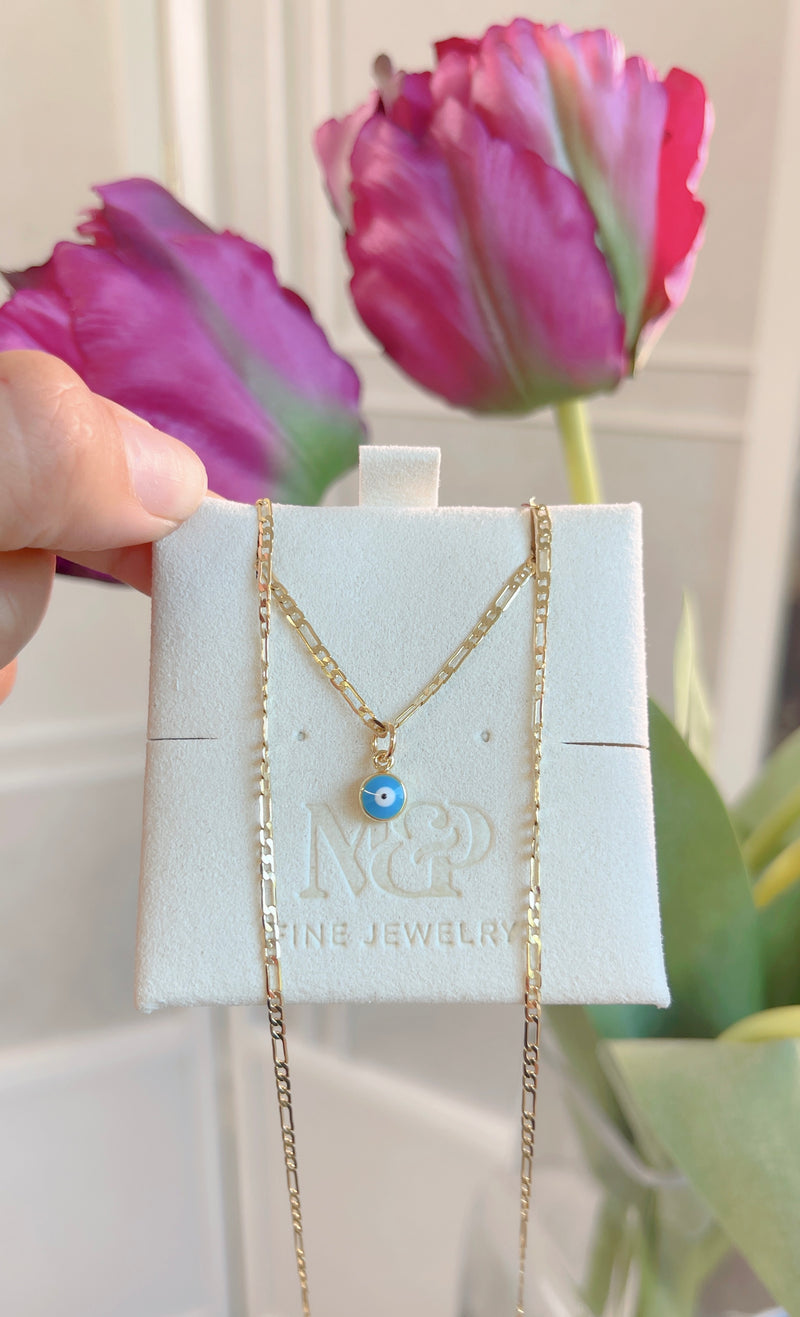 Dainty Baby Blue Evil Eye Necklace