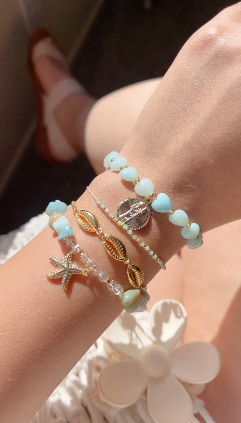 Conjunto de pulsera Saint Jude de aguamarina