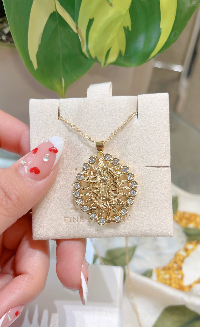 Honey-Dot Virgen de Guadalupe Necklace