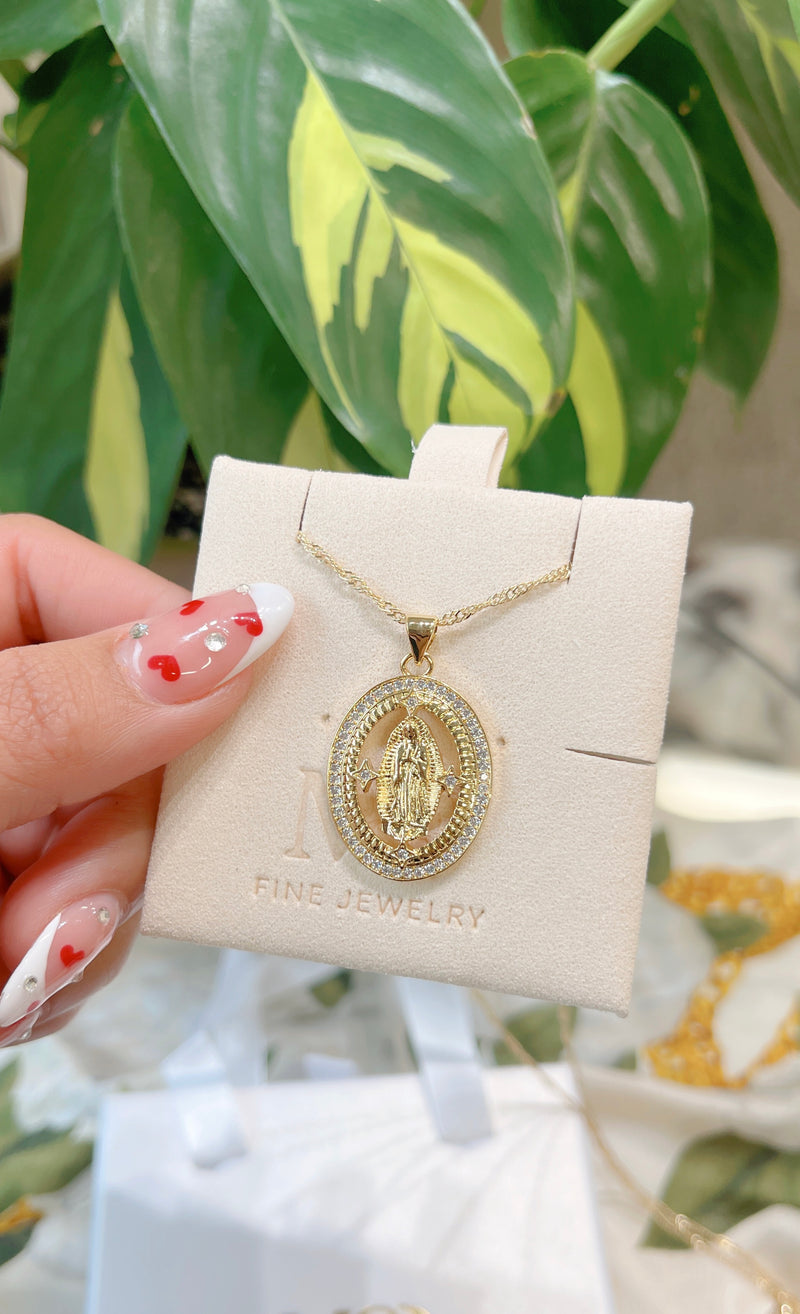 Virgen de Guadalupe Oval-Star Necklace