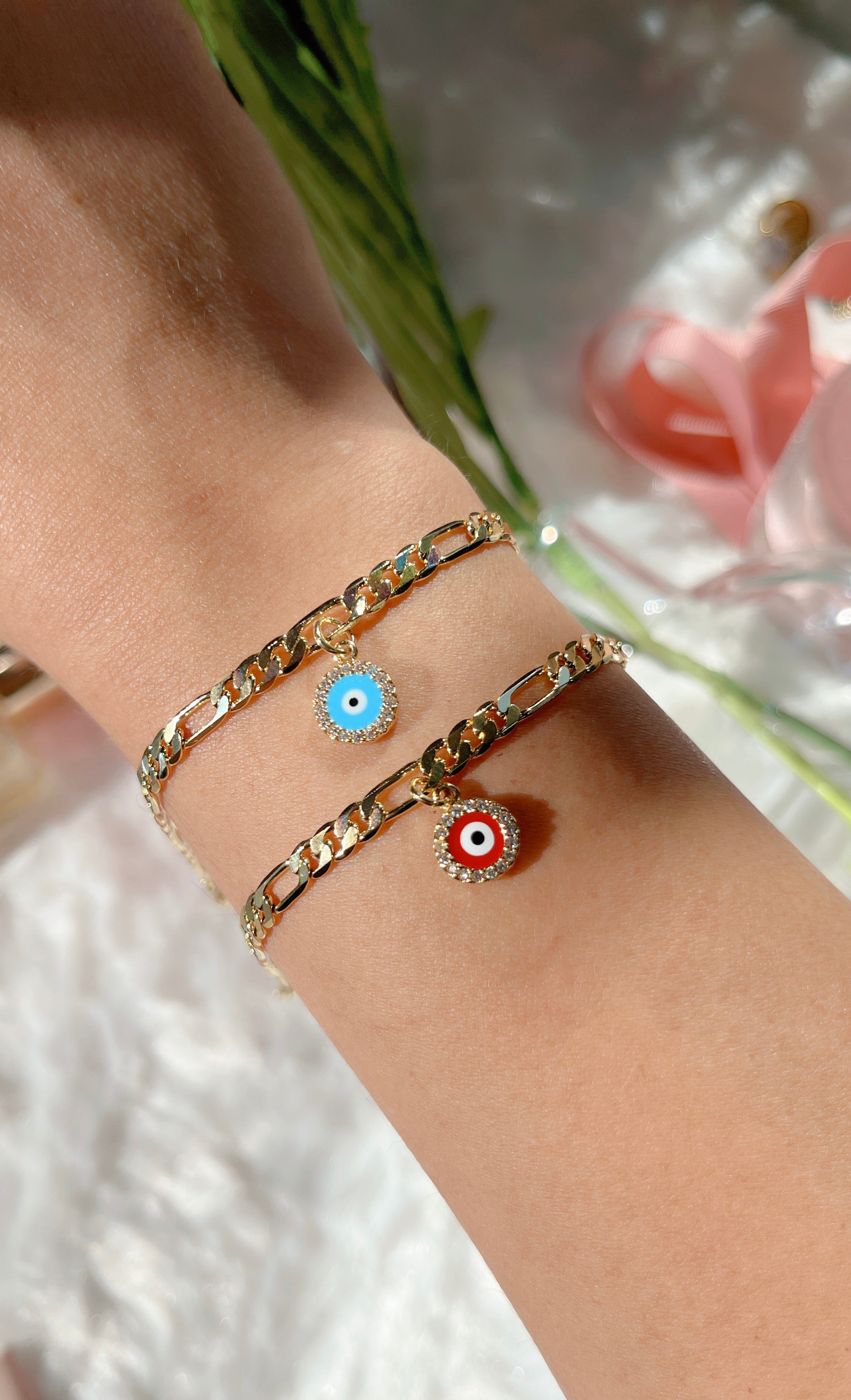 Figaro Evil Eye Bracelet