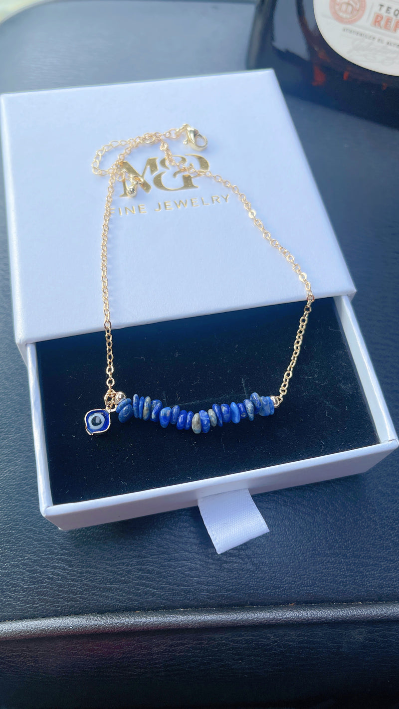 Blue Evil Eye Sodalite Anklet